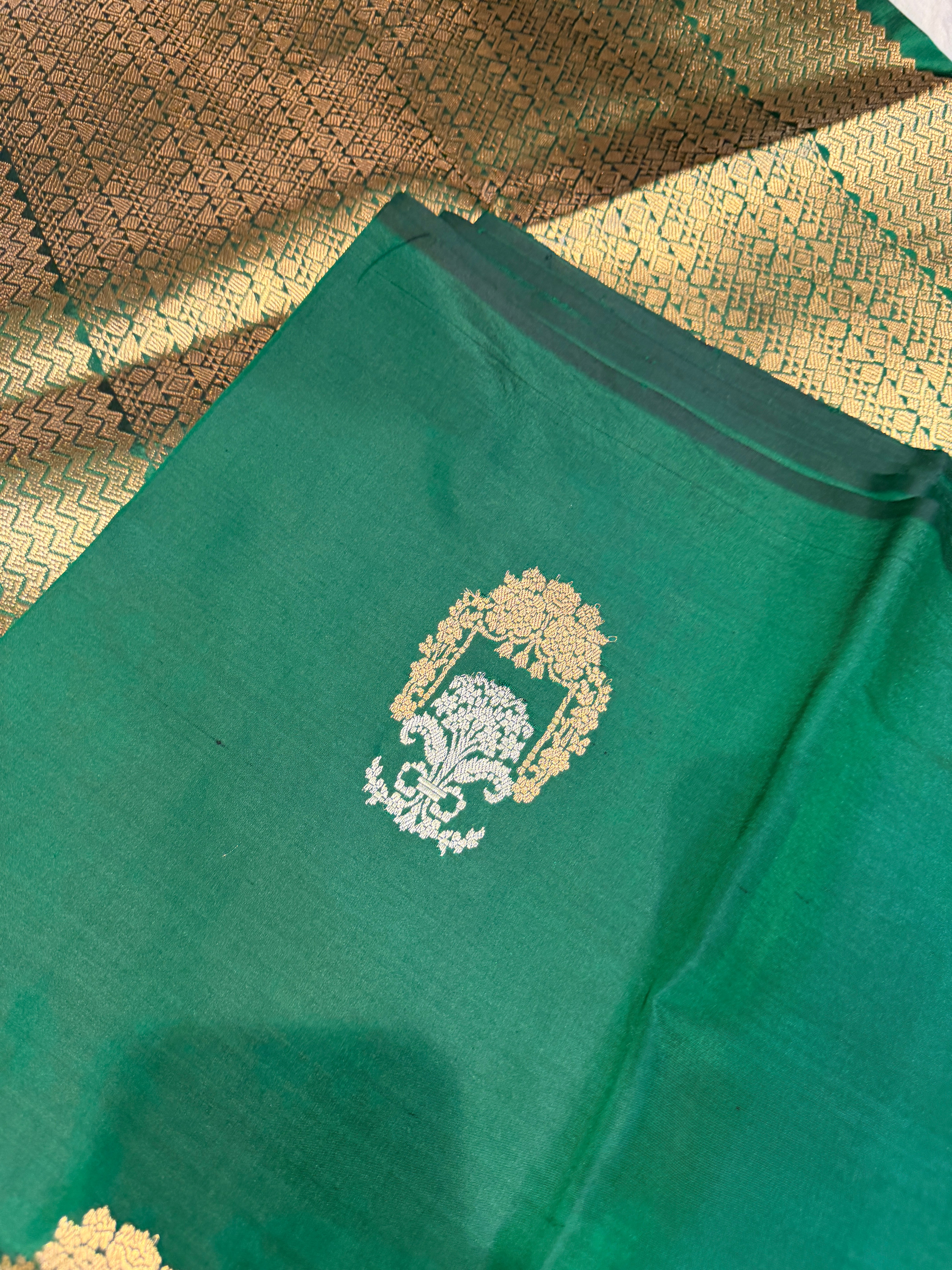 Pure Banrasi Designer Silk - Green