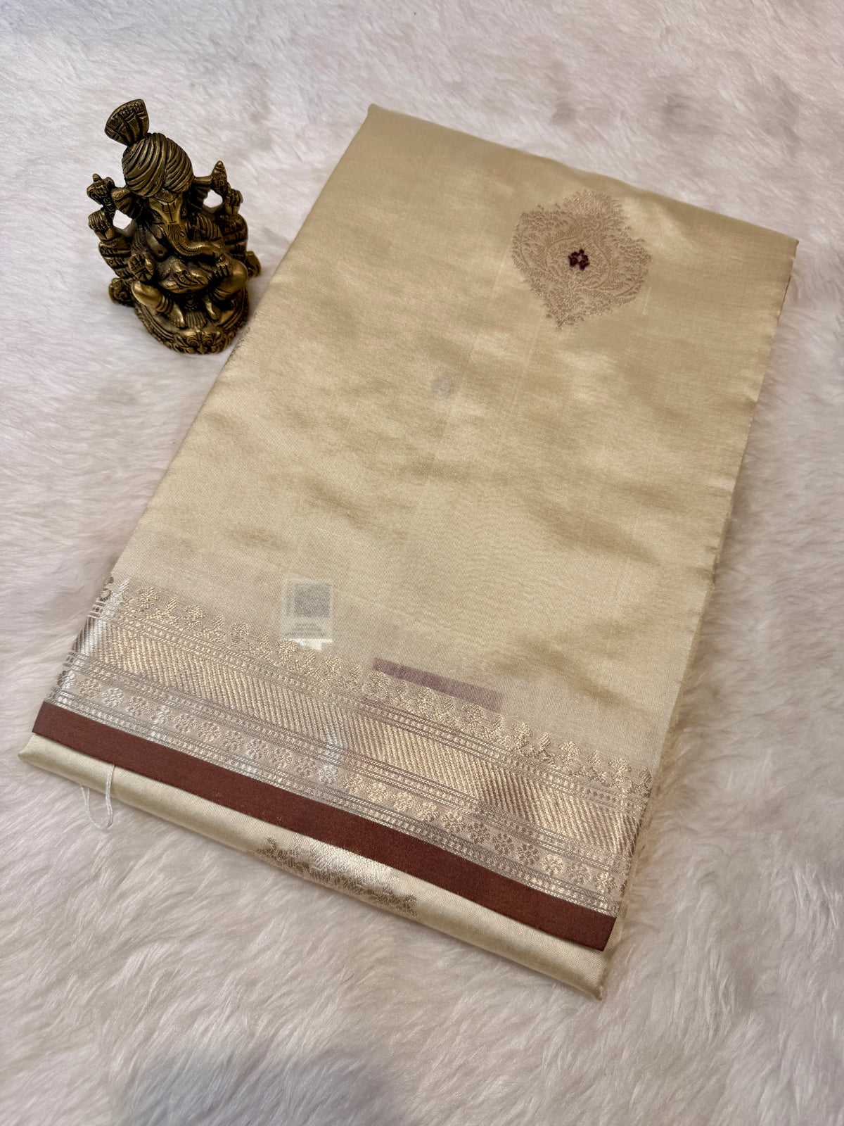 Pure Banaras Silk Silver Zari- Cream