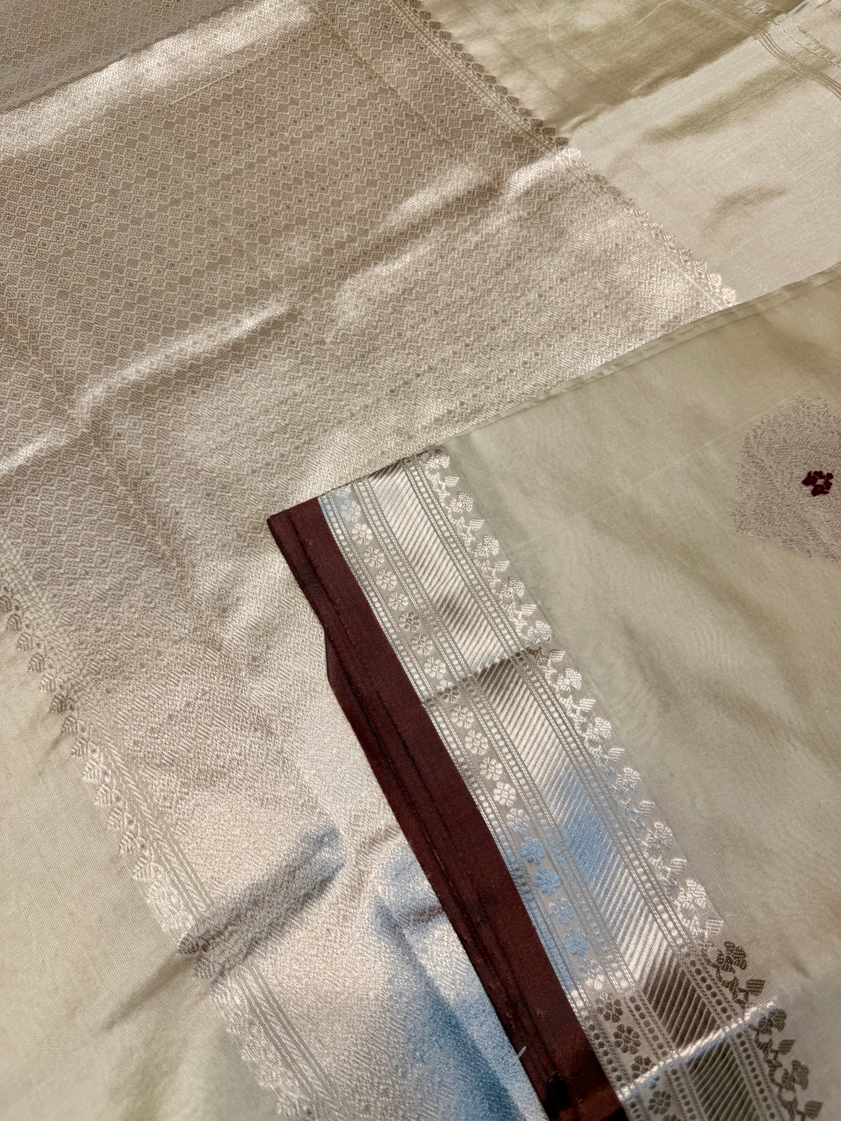 Pure Banaras Silk Silver Zari- Cream