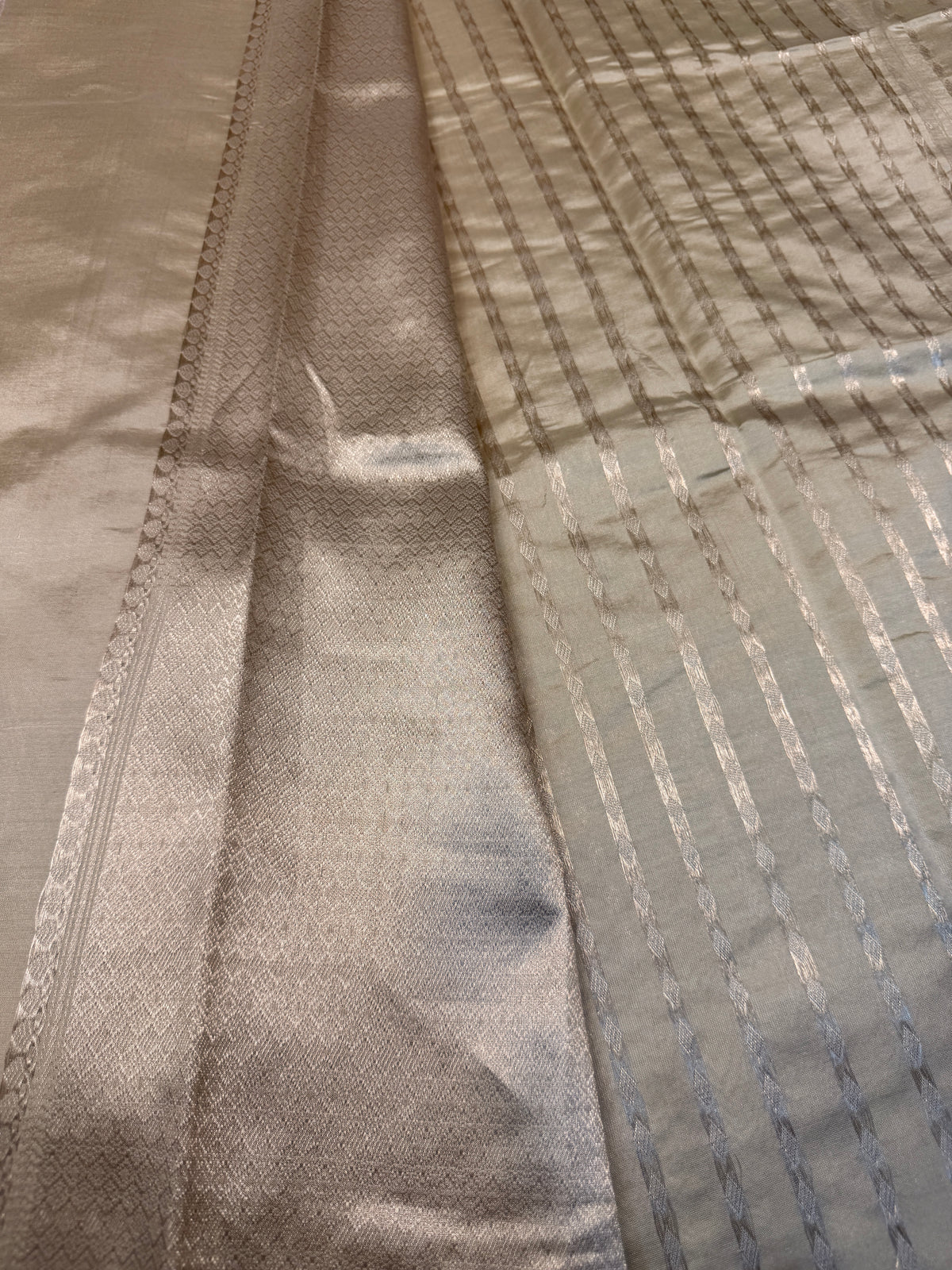 Pure Banaras Silk Silver Zari- Cream
