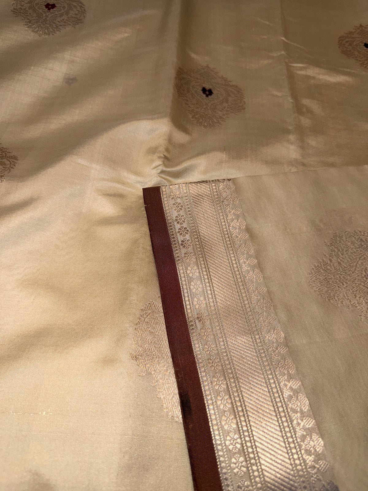 Pure Banaras Silk Silver Zari- Cream