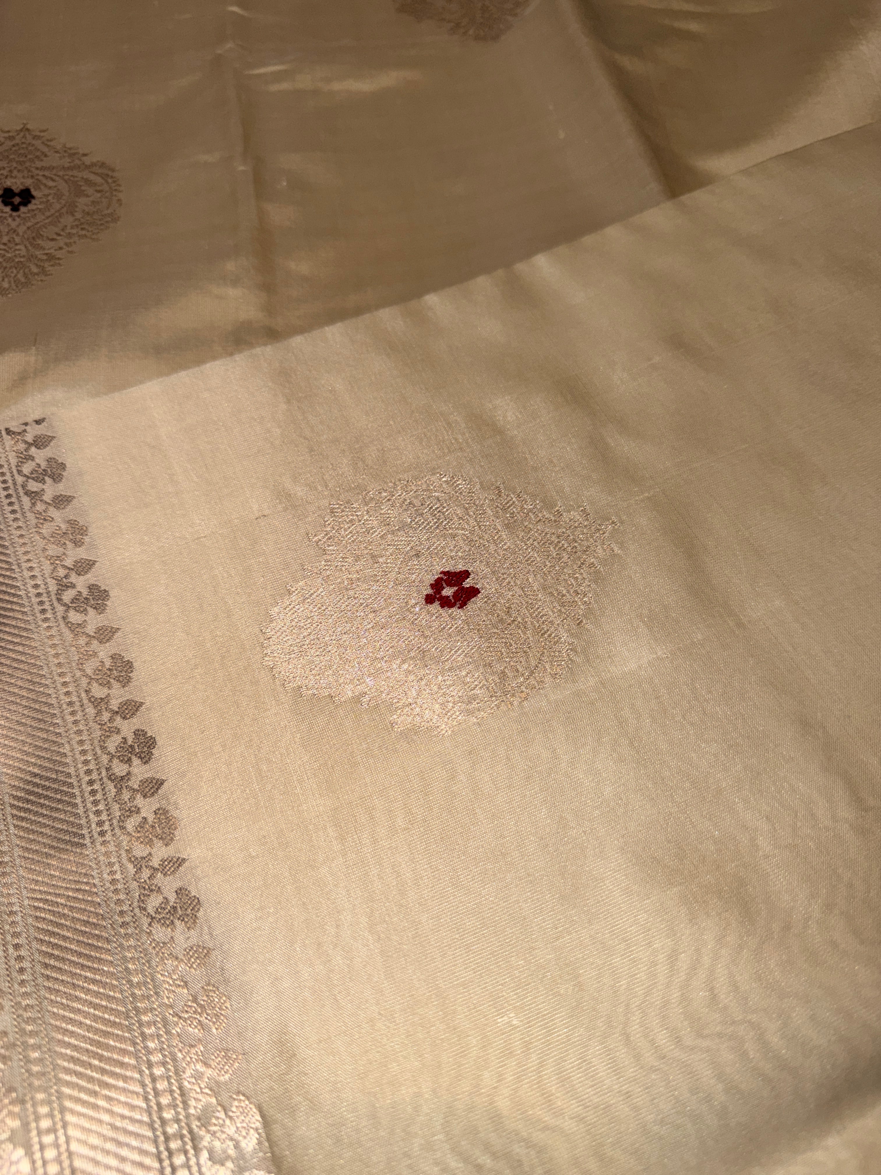 Pure Banaras Silk Silver Zari- Cream