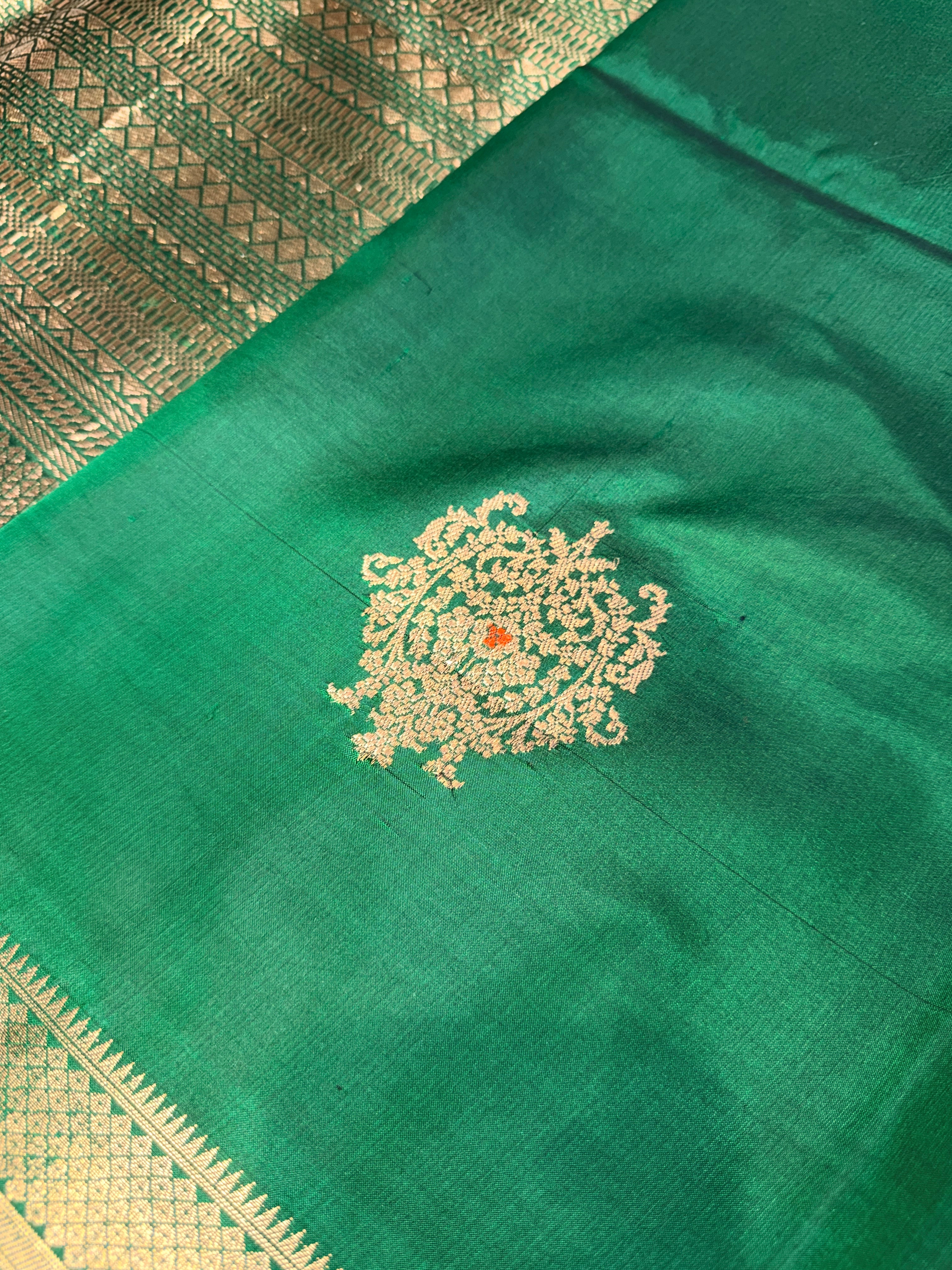 Pure Banrasi Designer Silk - Green