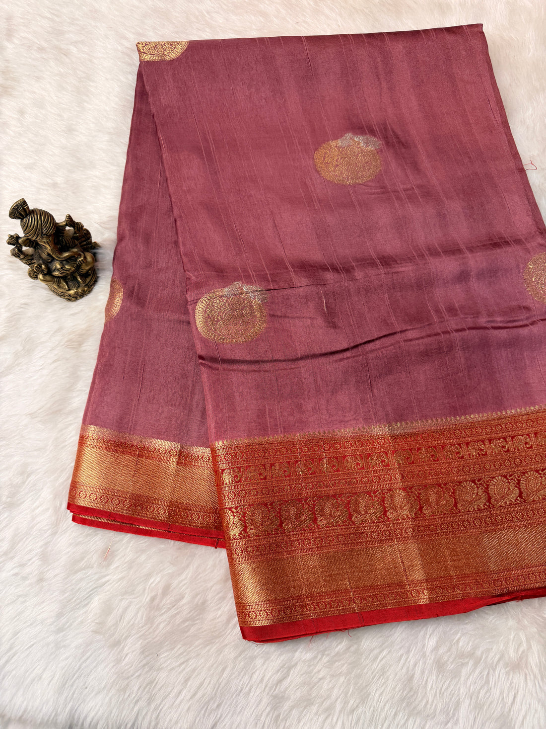 Tusser Contrast- Dusty Mauve N Red