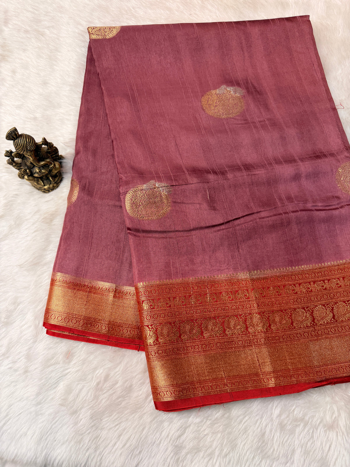Tusser Contrast- Dusty Mauve N Red