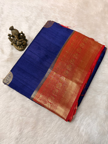 Tusser Contrast- Blue B Red