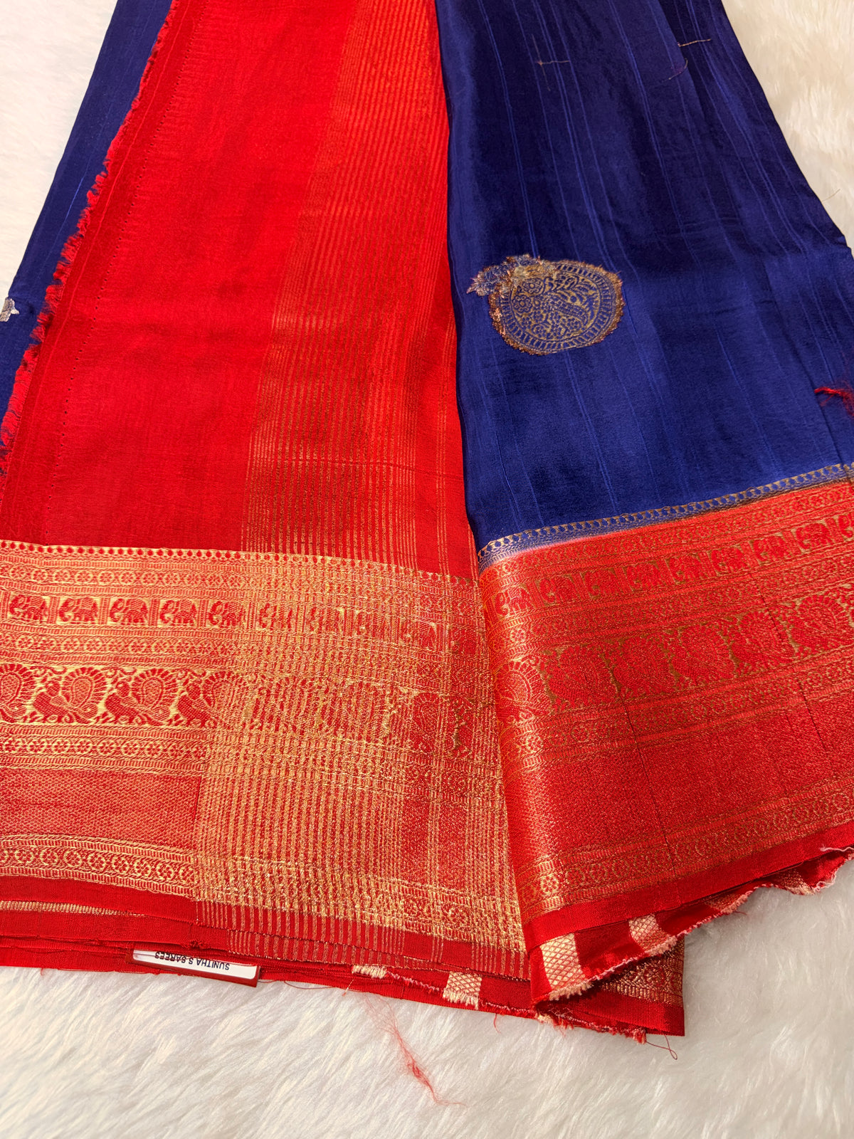 Tusser Contrast- Blue B Red