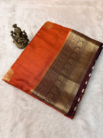Tusser Contrast- Rust Orange N Brown