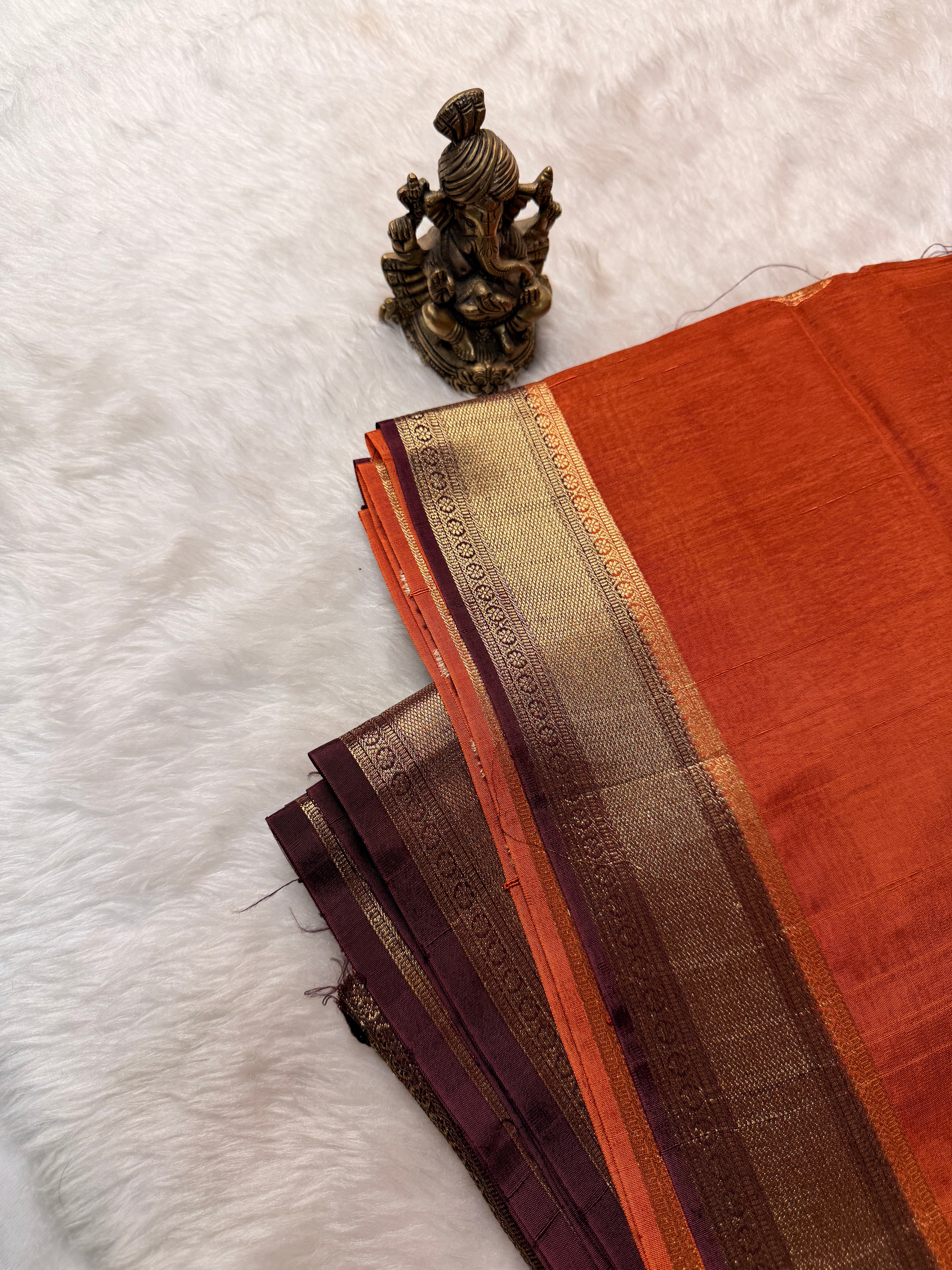 Tusser Contrast- Rust Orange N Brown