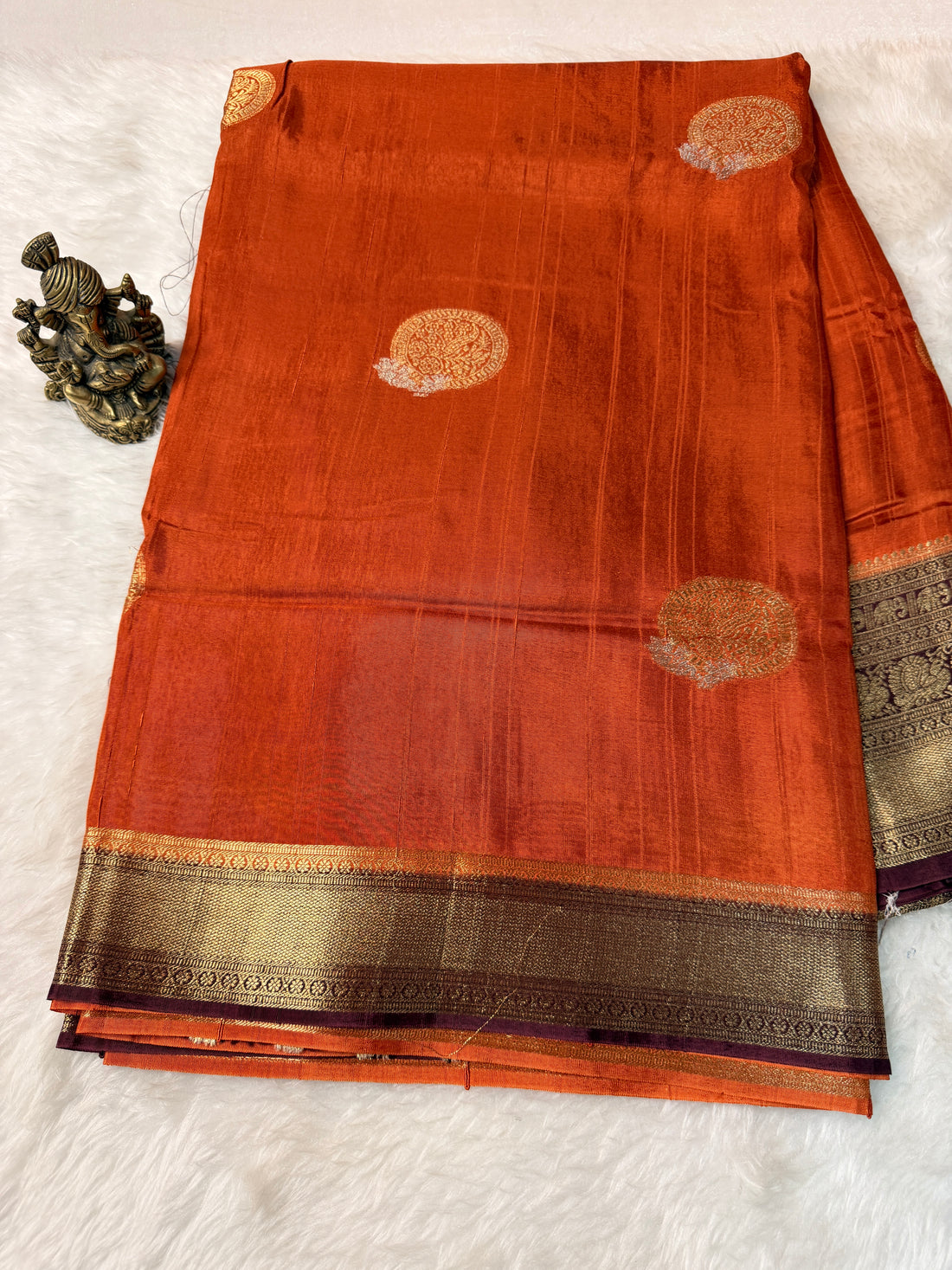 Tusser Contrast- Rust Orange N Brown