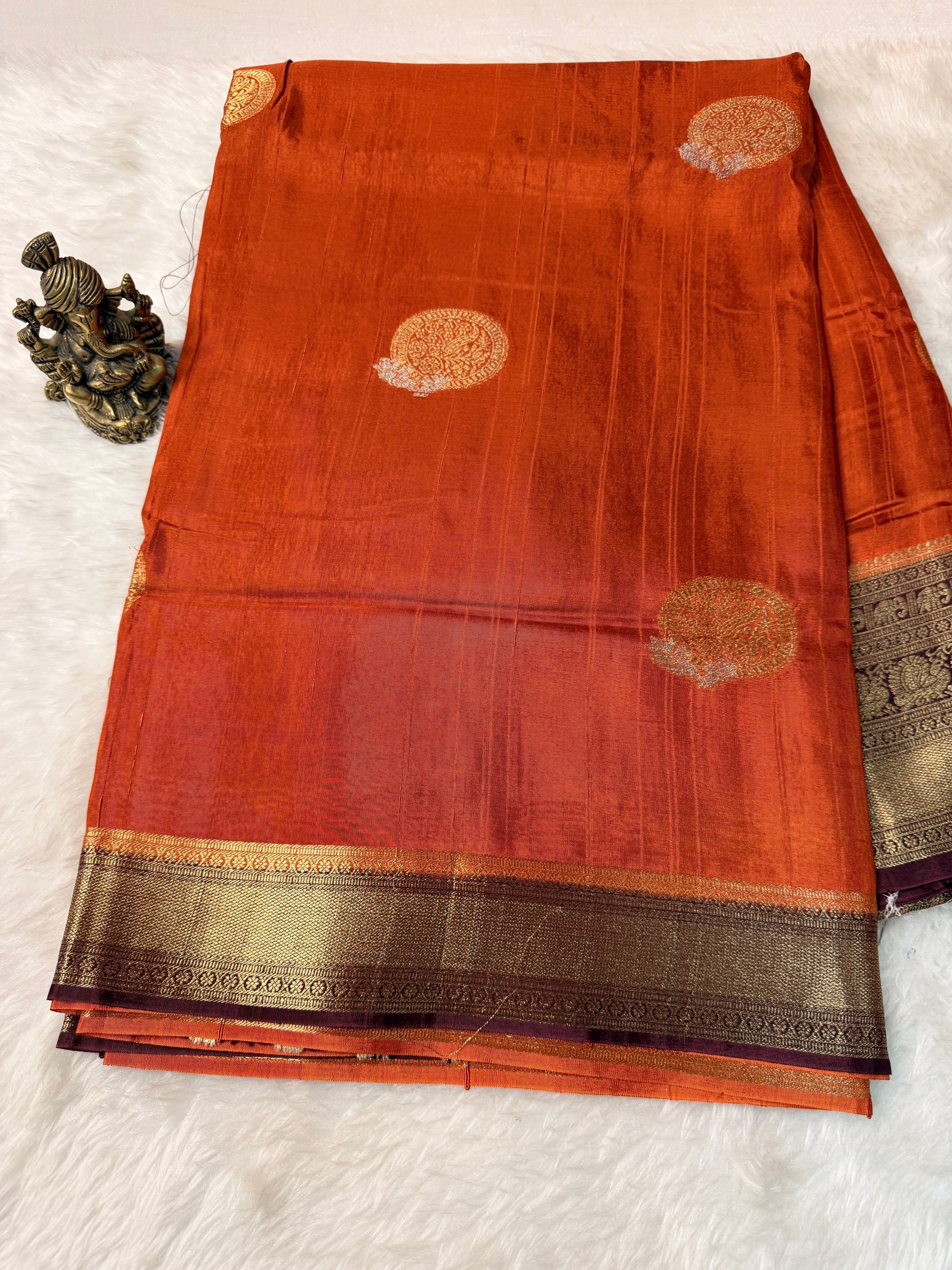 Tusser Contrast- Rust Orange N Brown