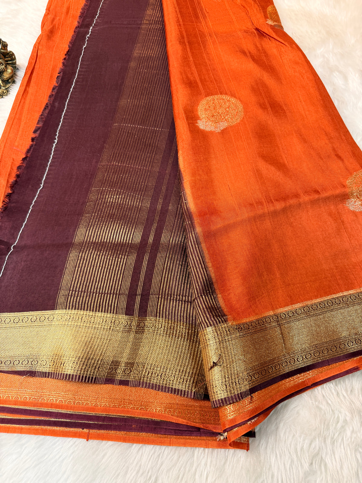 Tusser Contrast- Rust Orange N Brown