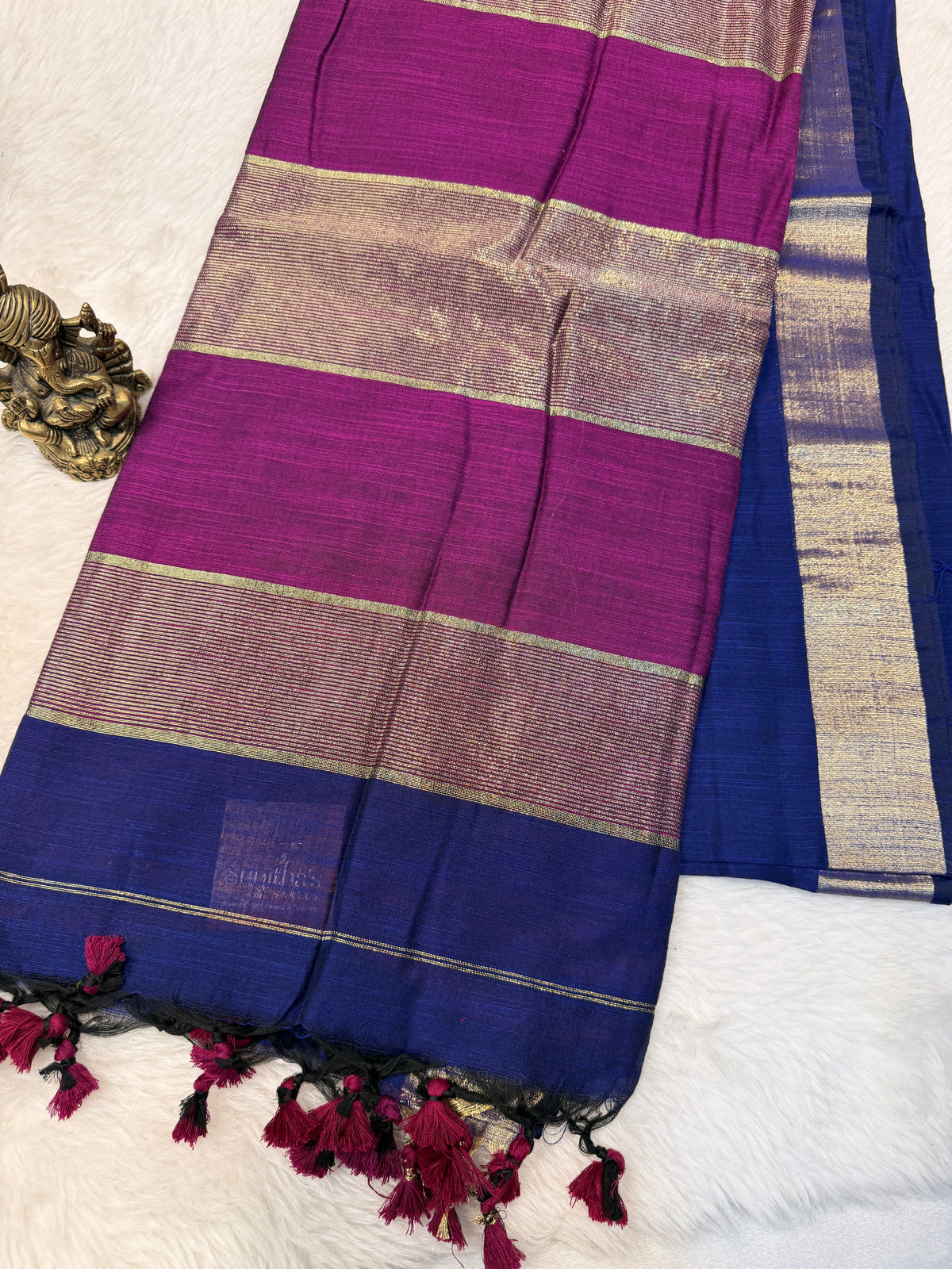 Soft Cotton Contrast Pallu-Purple N Magenta