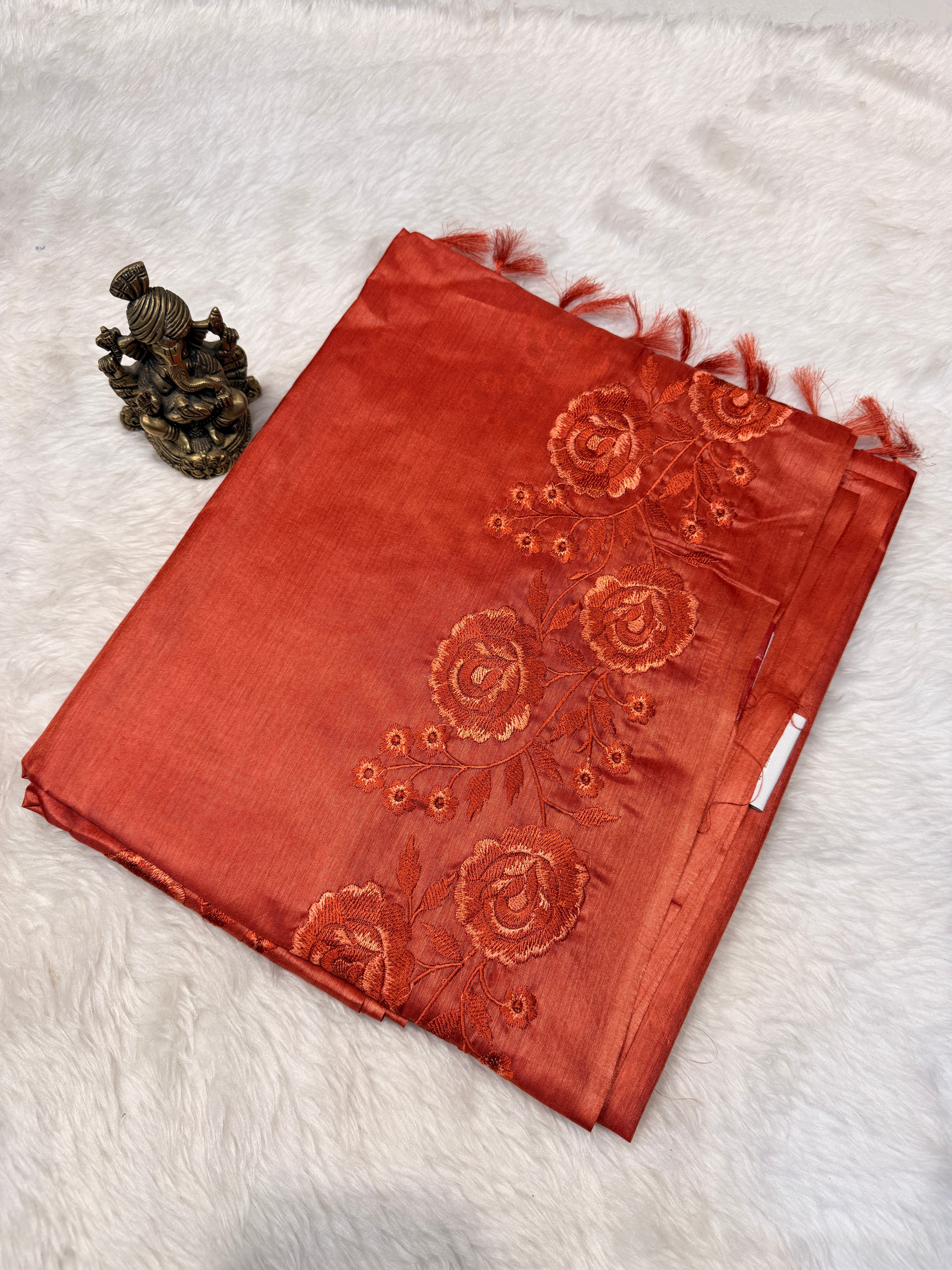 Pure Tussar Silk Rust Orange