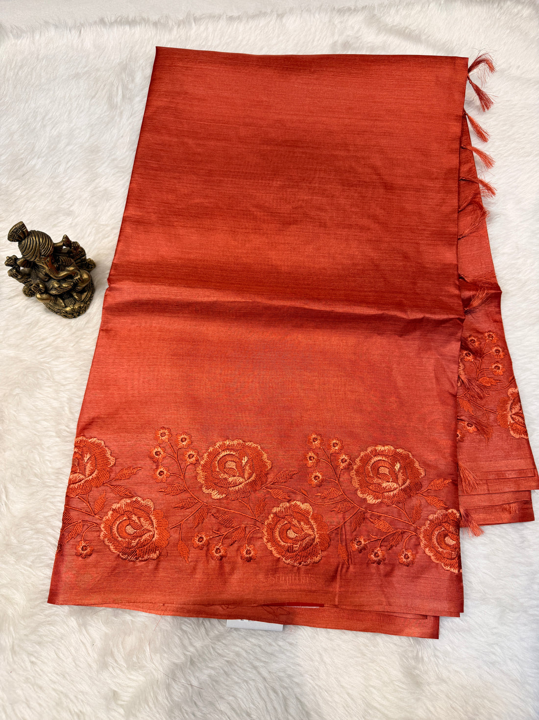 Pure Tussar Silk Rust Orange