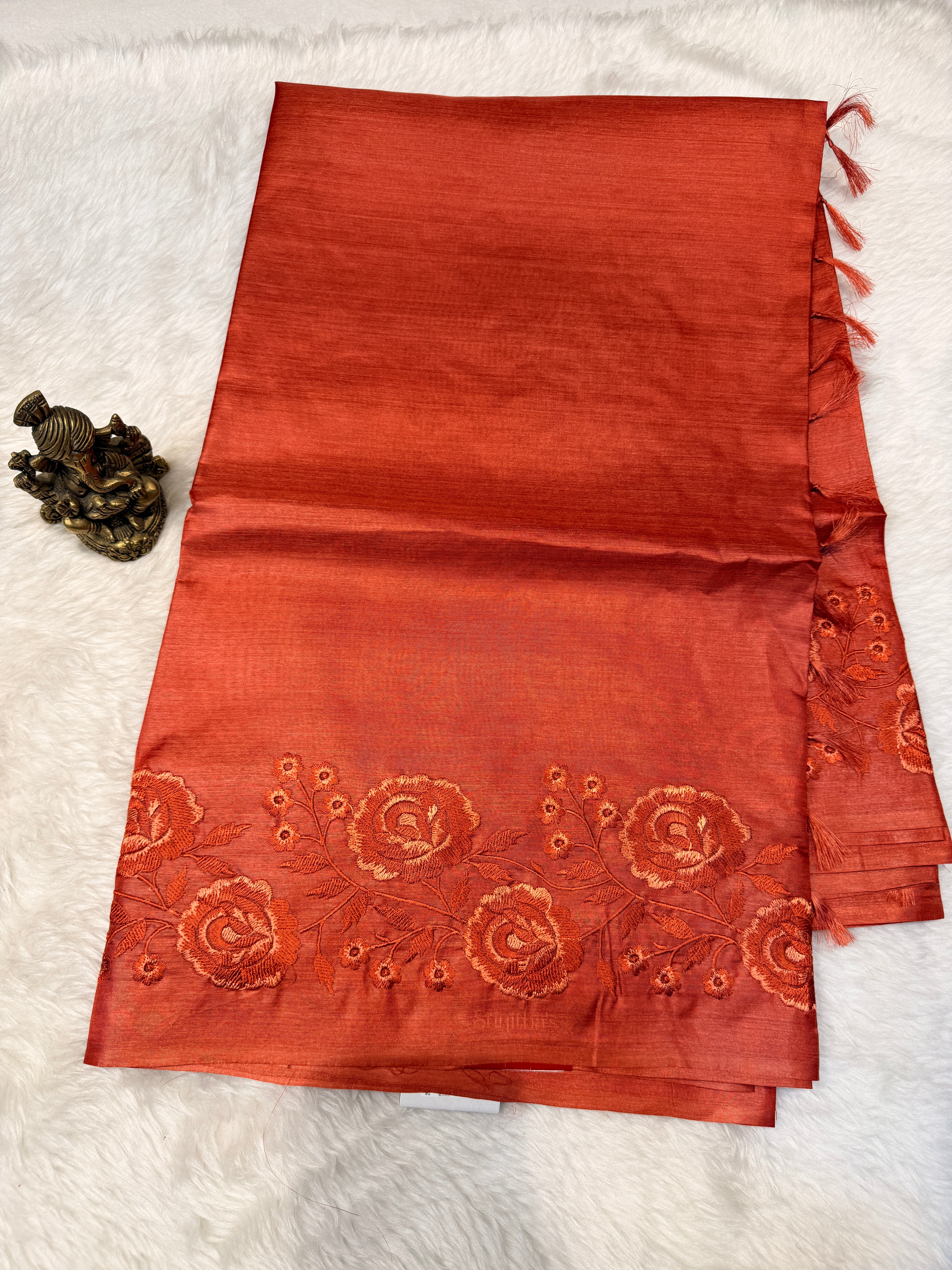 Pure Tussar Silk Rust Orange