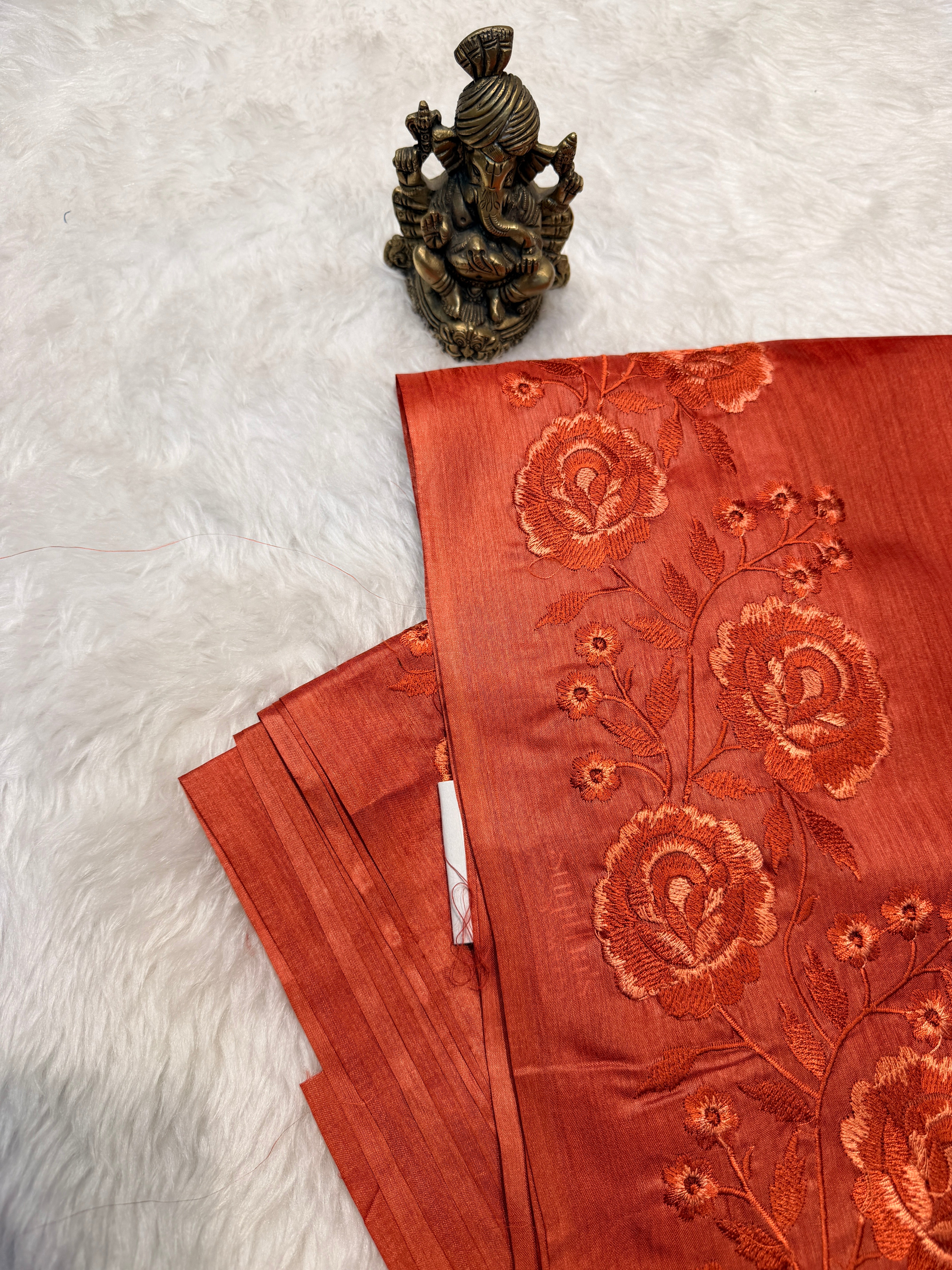 Pure Tussar Silk Rust Orange