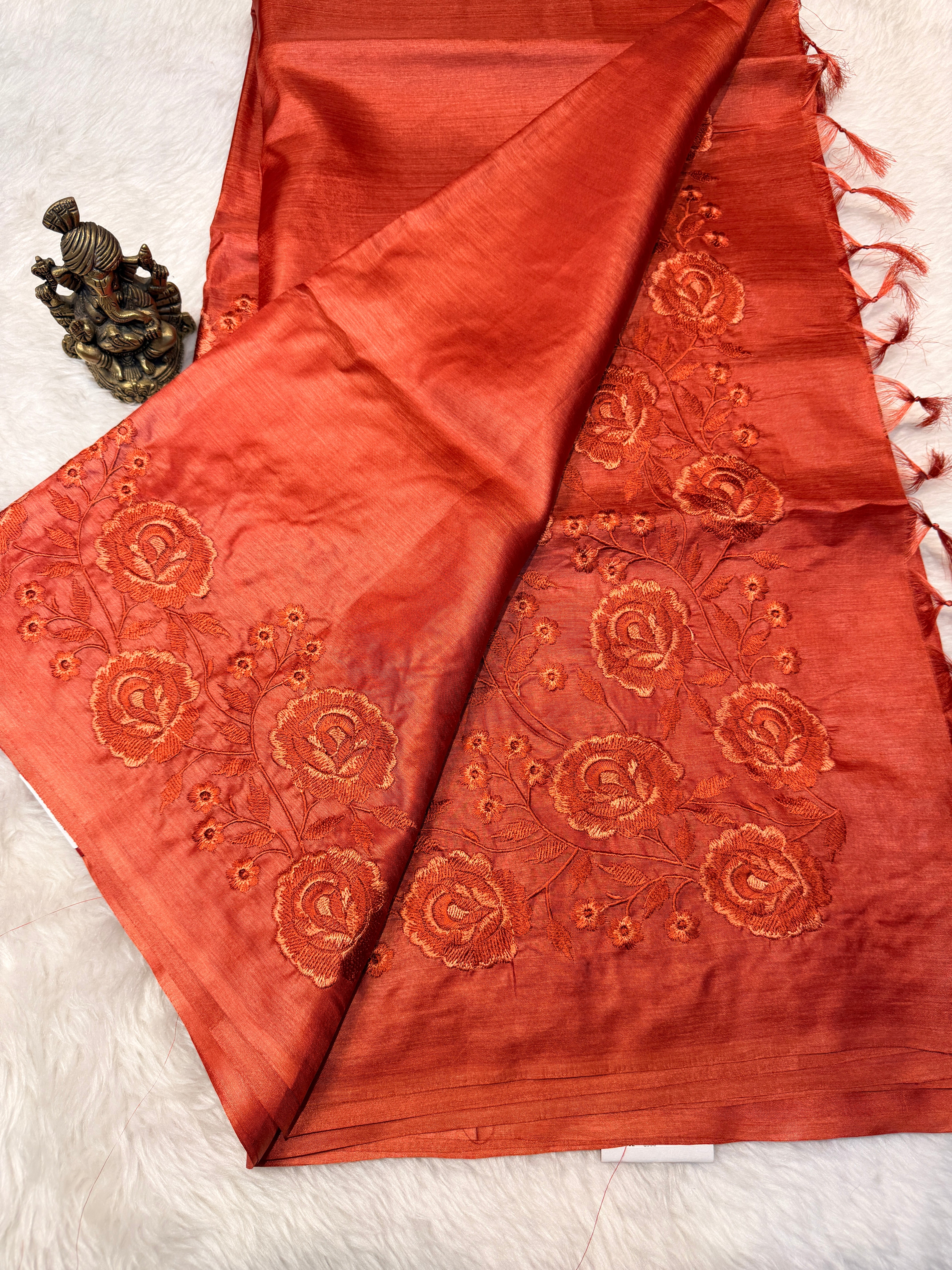 Pure Tussar Silk Rust Orange