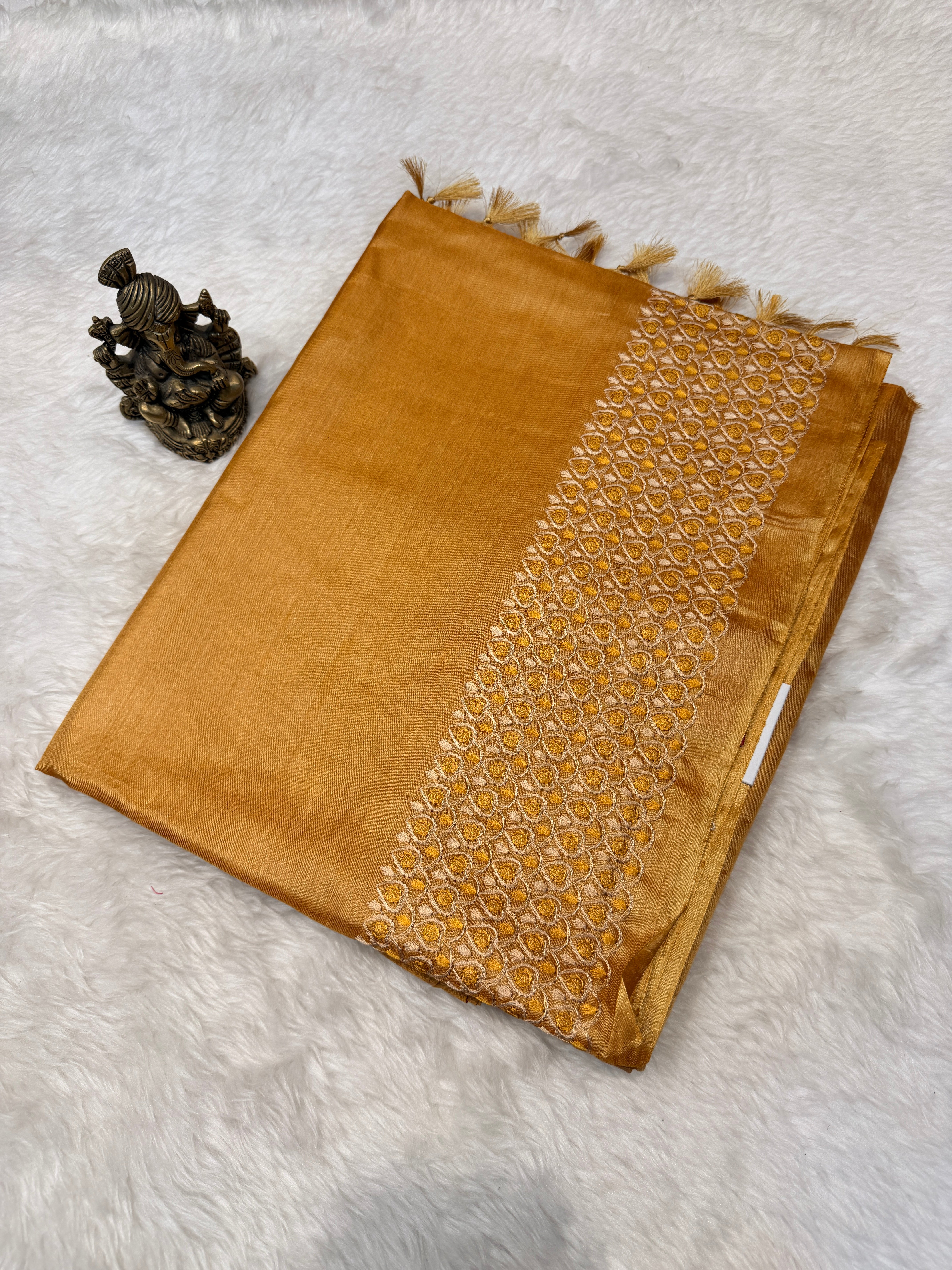 Pure Tussar Silk Mustard Self