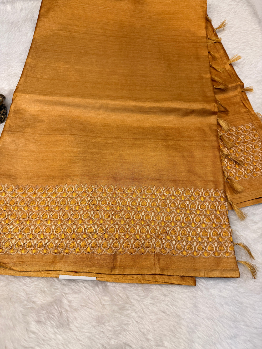 Pure Tussar Silk Mustard Self