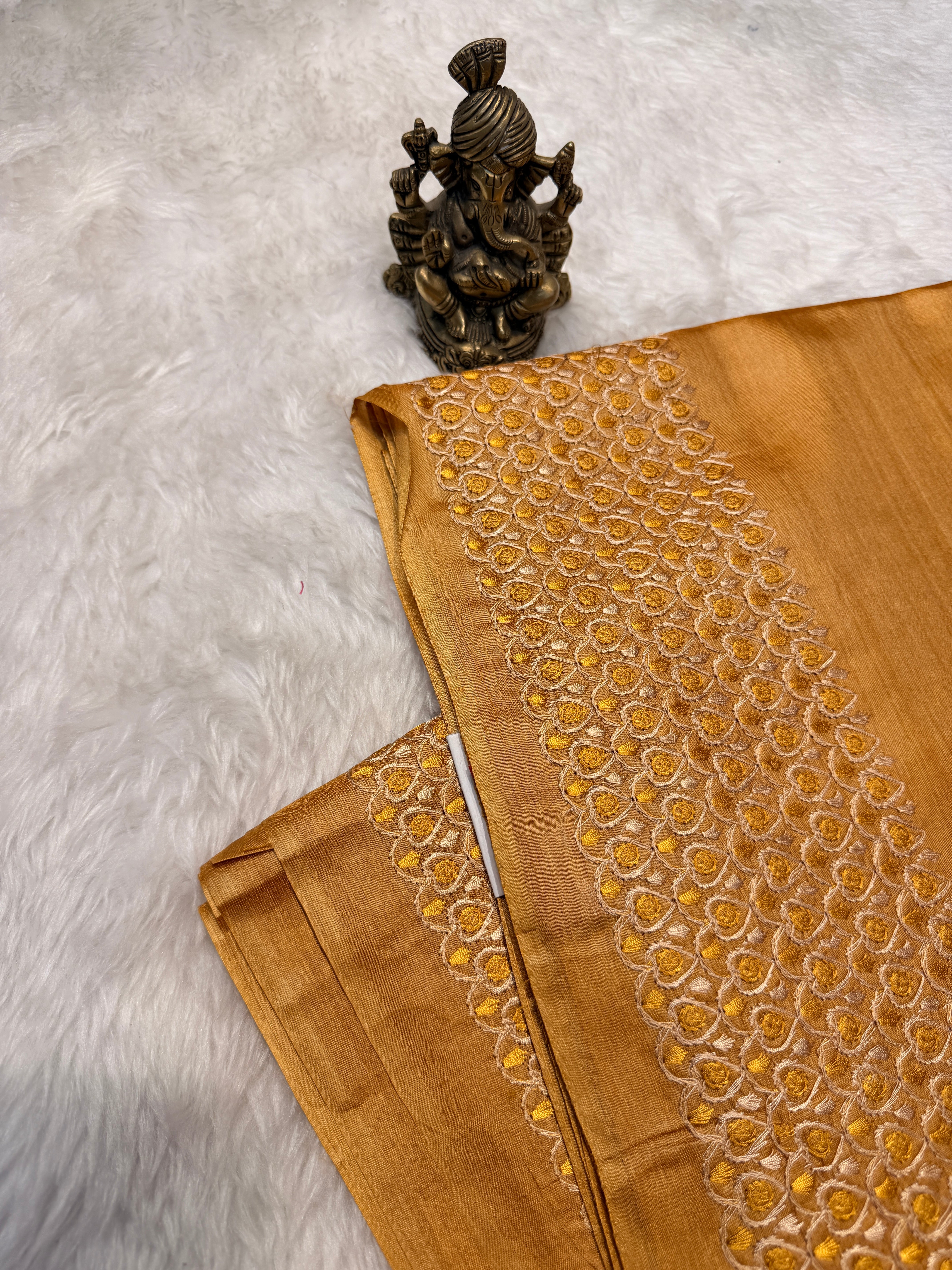 Pure Tussar Silk Mustard Self