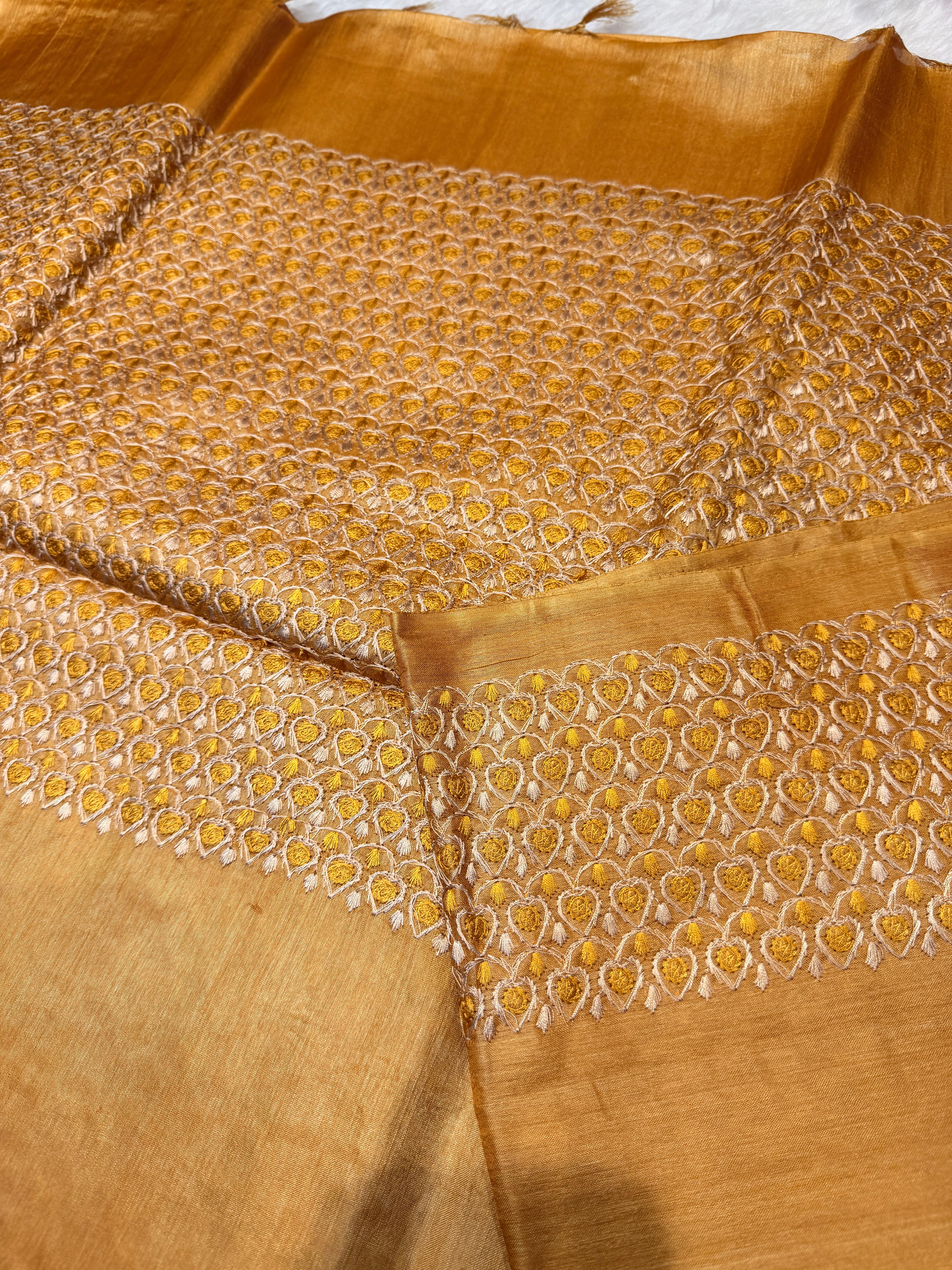 Pure Tussar Silk Mustard Self