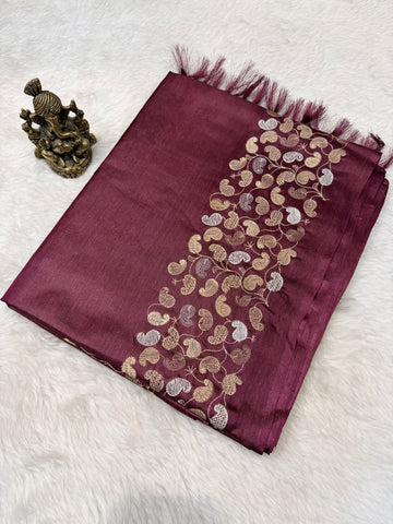 Pure Tussar Silk Dark Wine