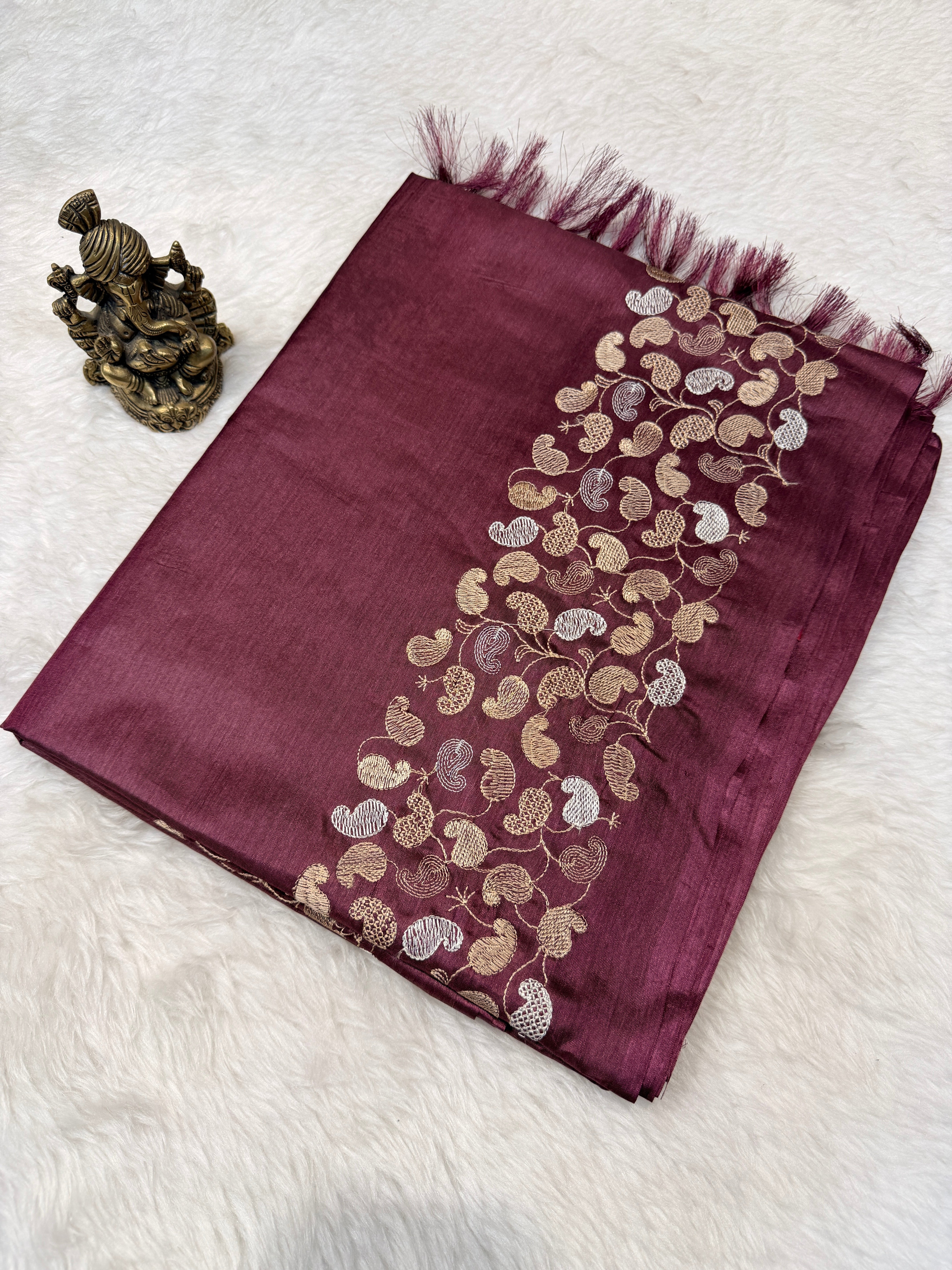 Pure Tussar Silk Dark Wine
