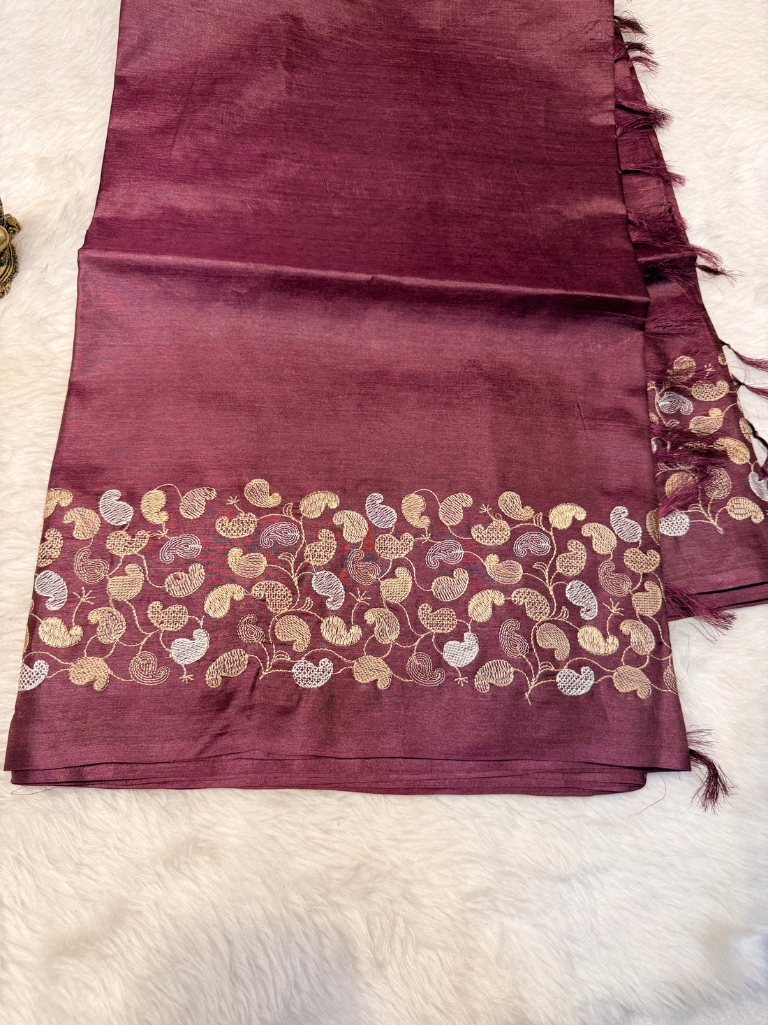 Pure Tussar Silk Dark Wine