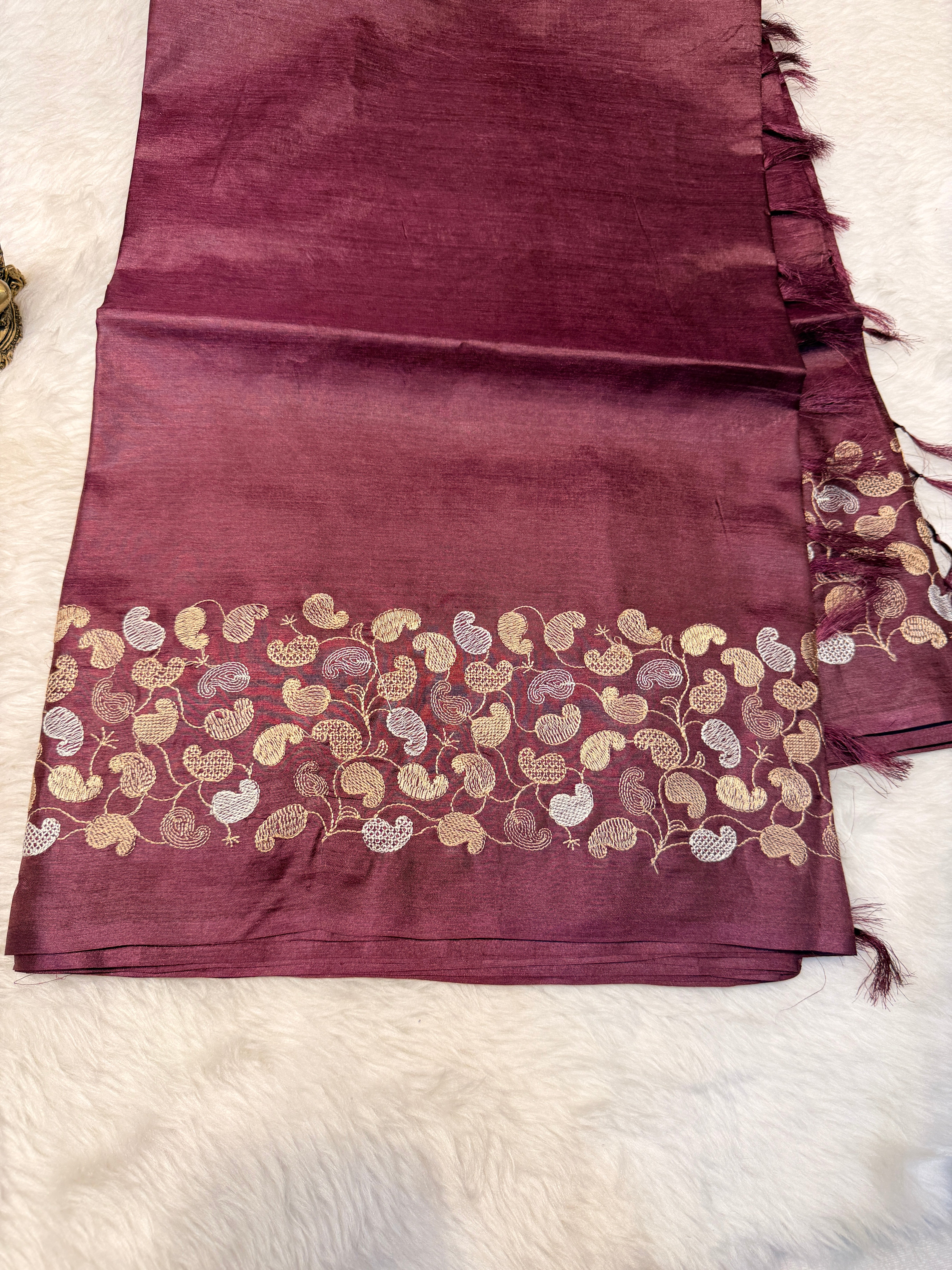 Pure Tussar Silk Dark Wine