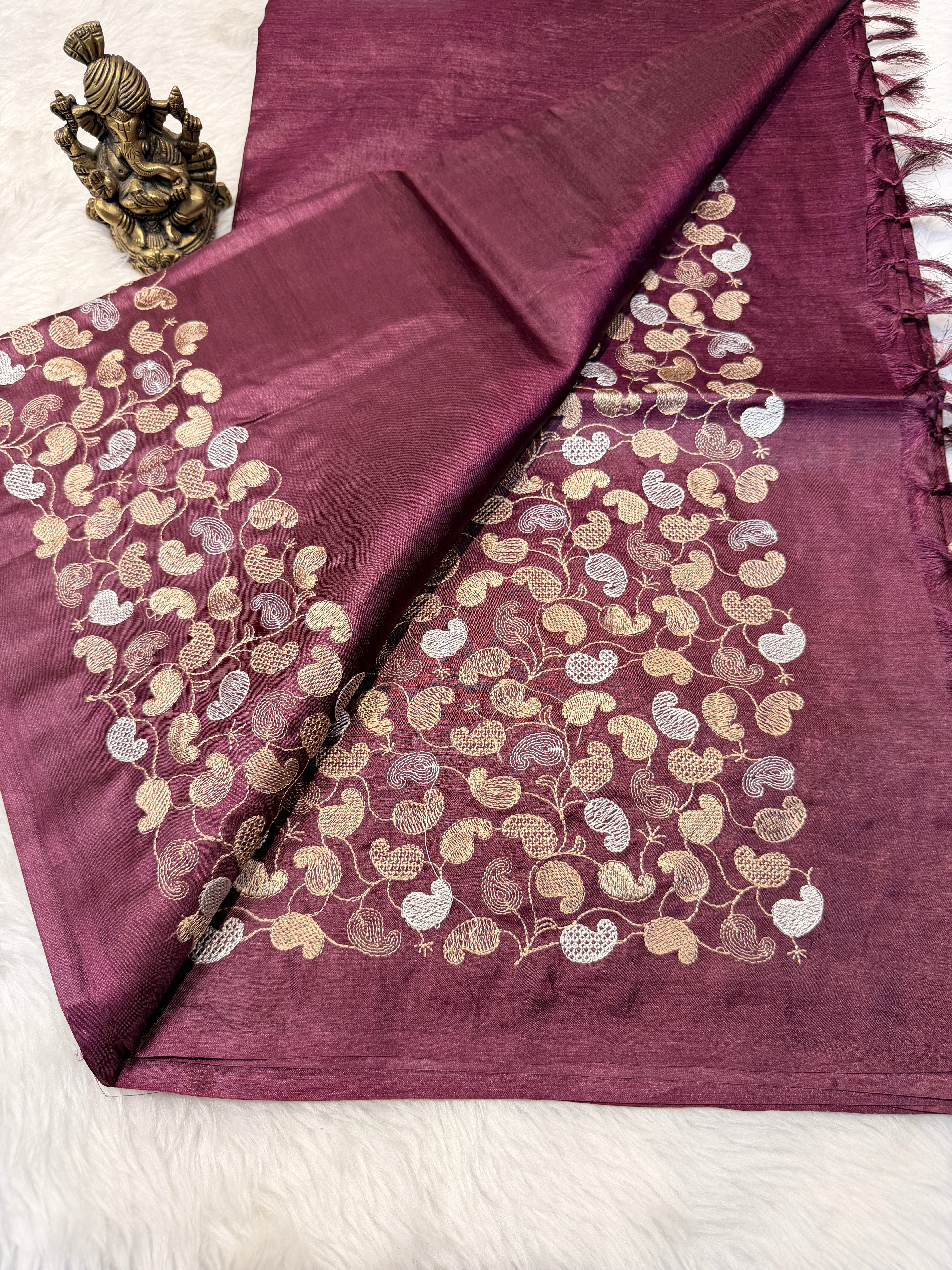 Pure Tussar Silk Dark Wine