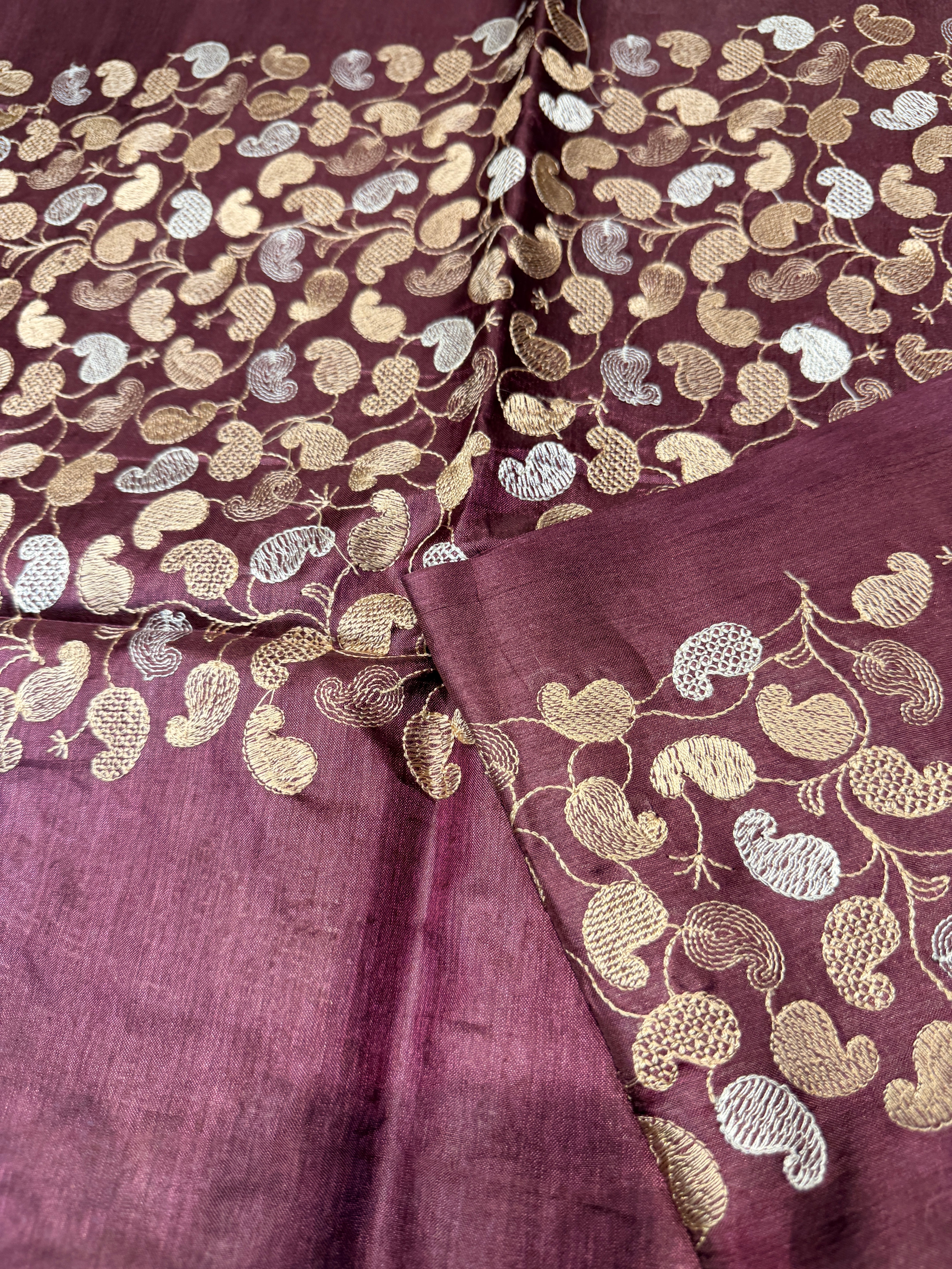Pure Tussar Silk Dark Wine