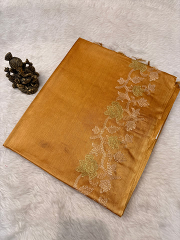 Pure Tussar Silk Mustard