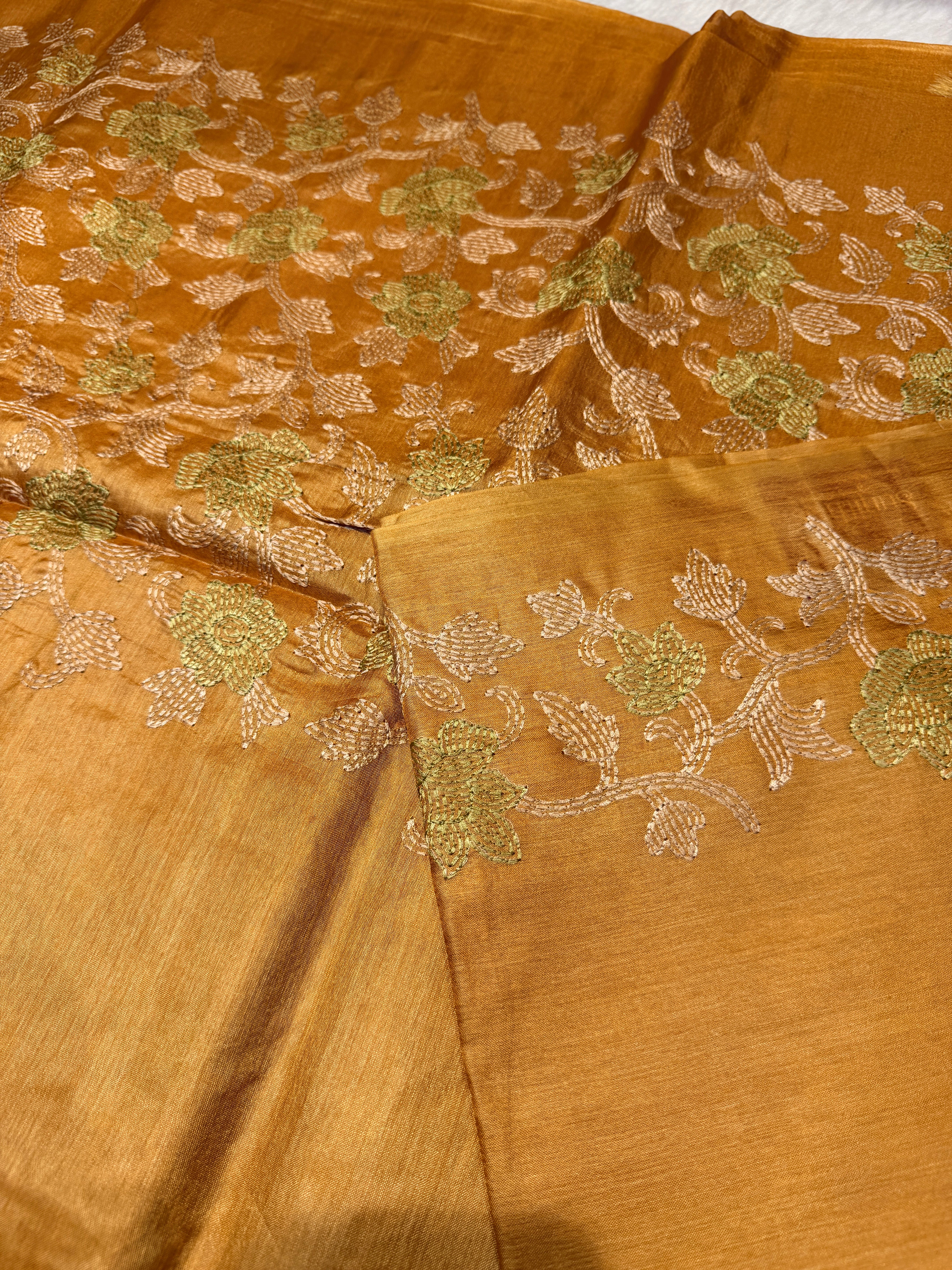 Pure Tussar Silk Mustard