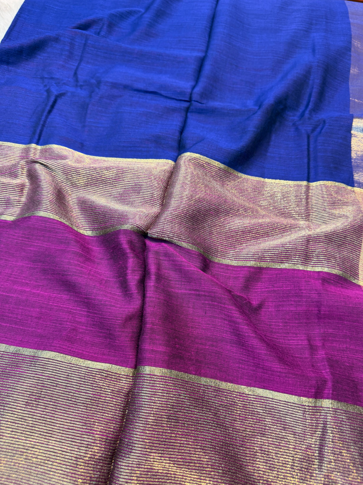 Soft Cotton Contrast Pallu-Purple N Magenta