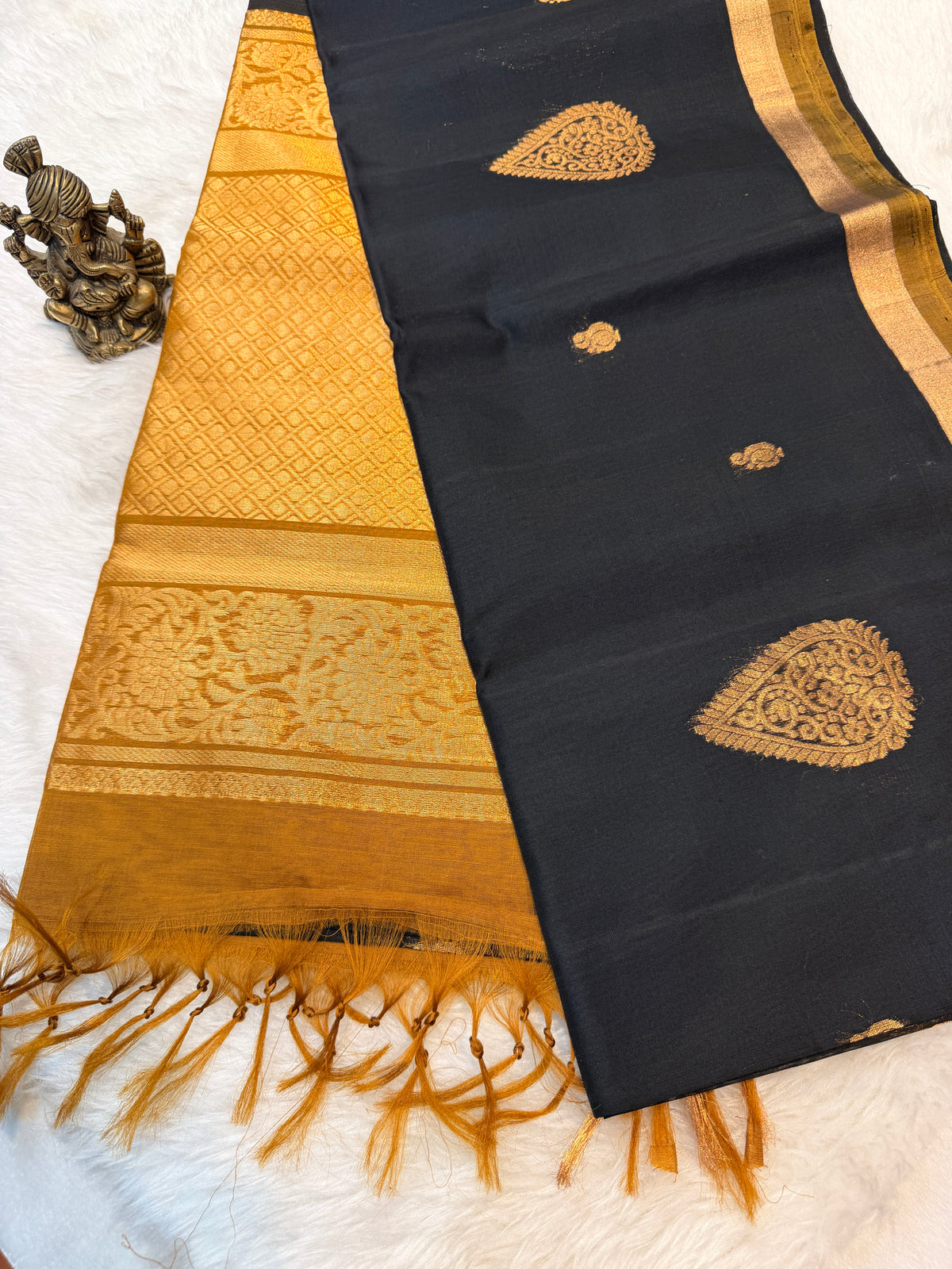 Pure Kanchi Cotton Silk- Black