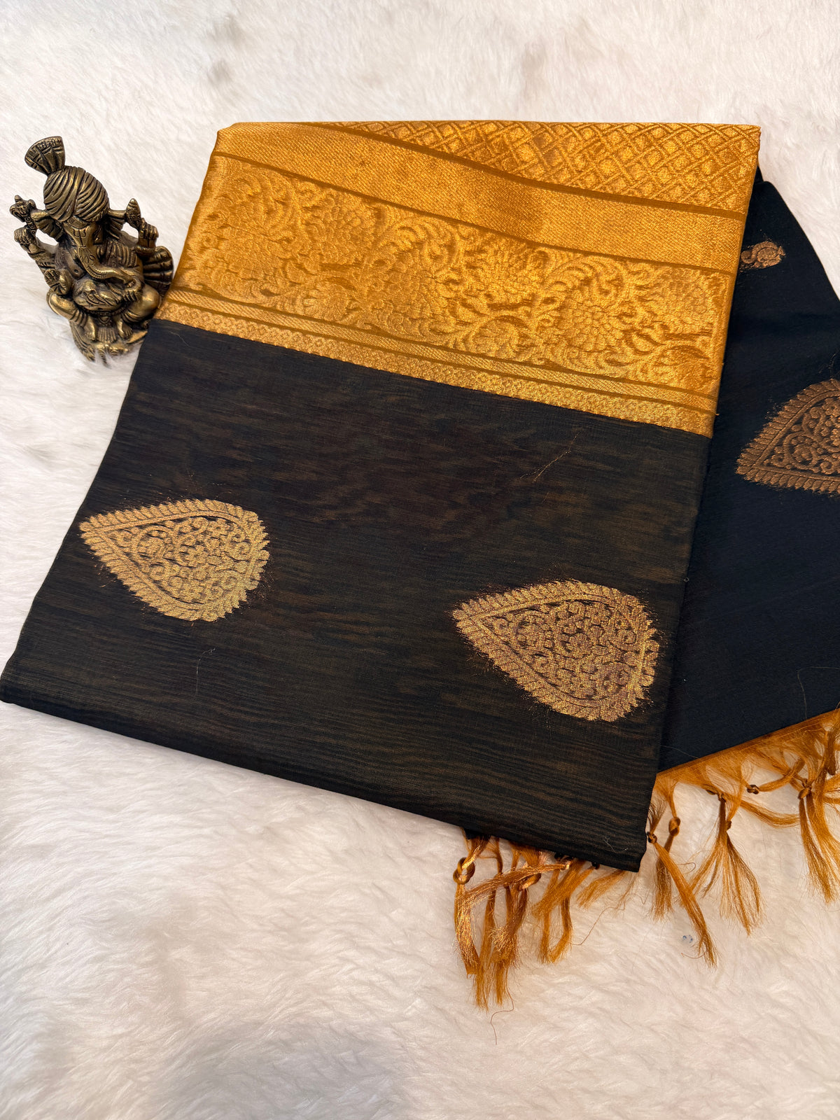 Pure Kanchi Cotton Silk- Black
