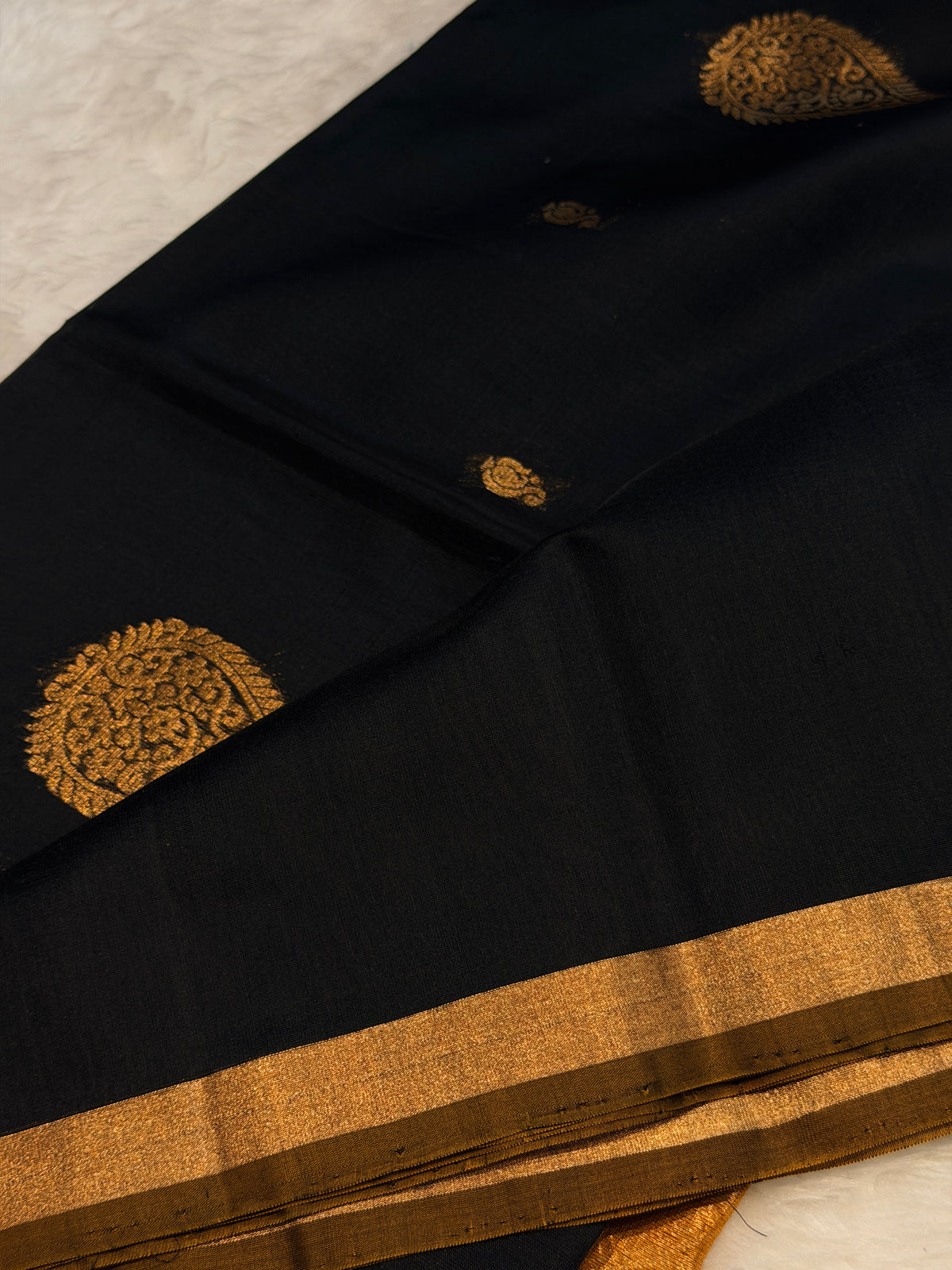 Pure Kanchi Cotton Silk- Black