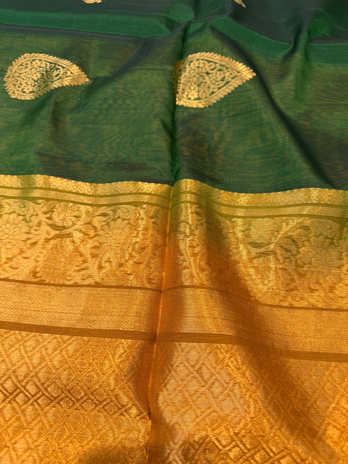 Pure Kanchi Cotton Silk- Green