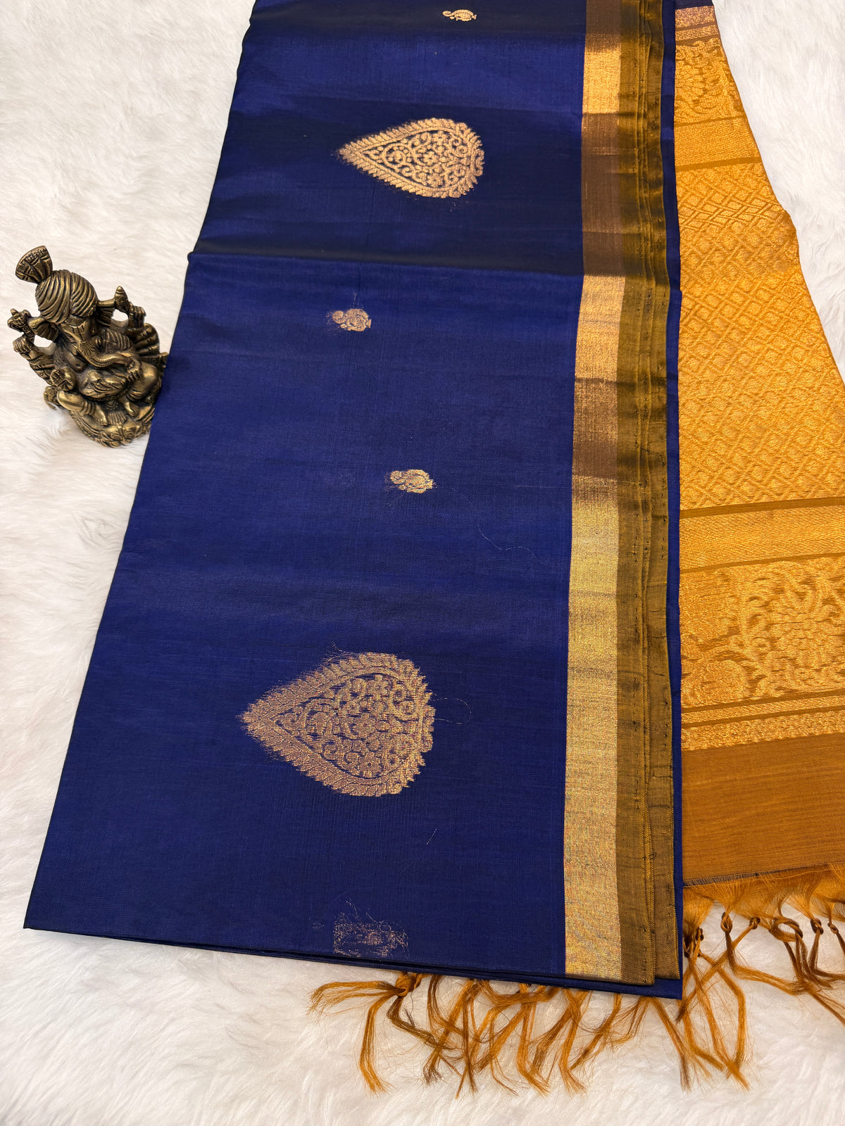 Pure Kanchi Cotton Silk- Navy Blue