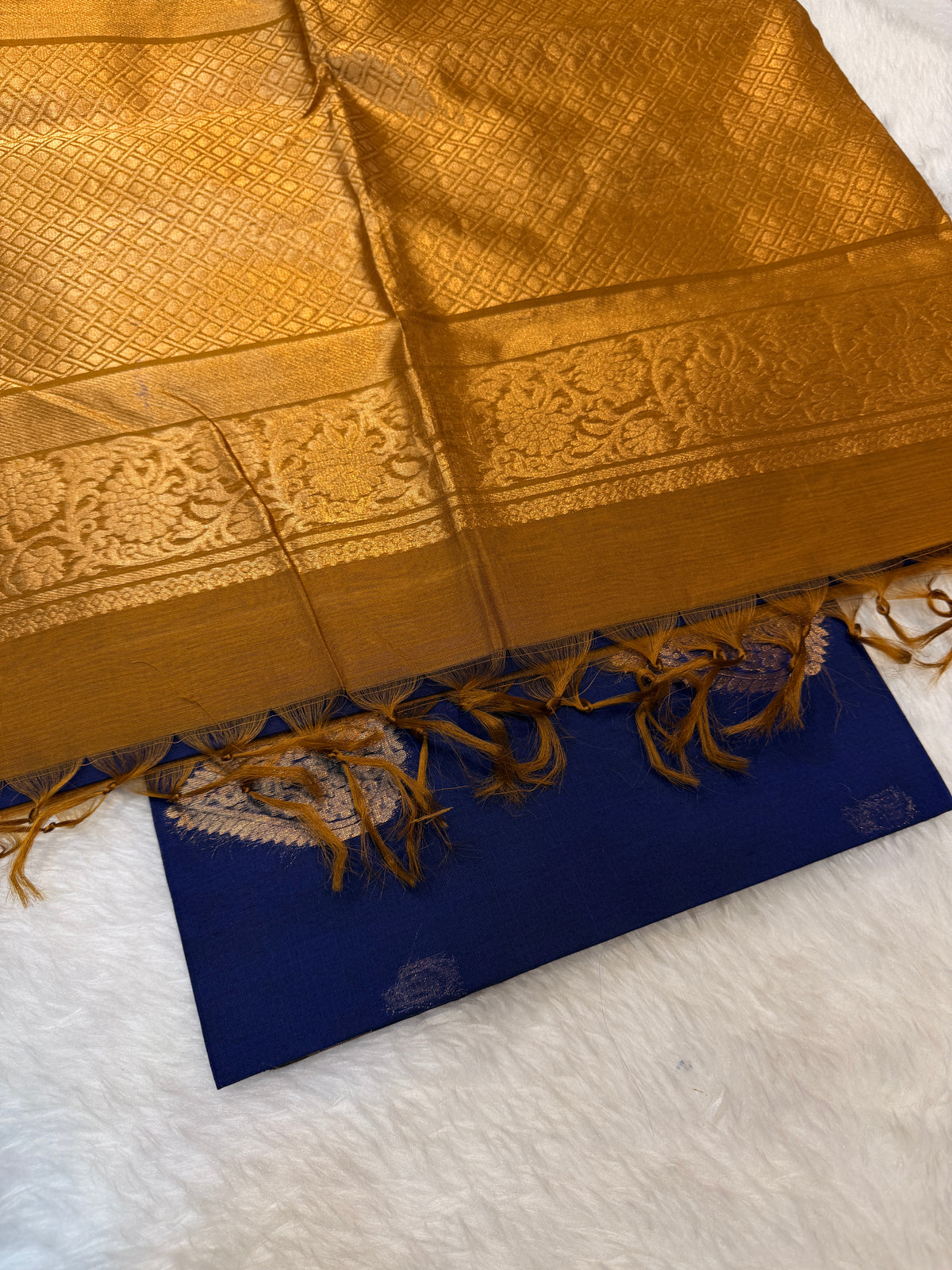 Pure Kanchi Cotton Silk- Navy Blue