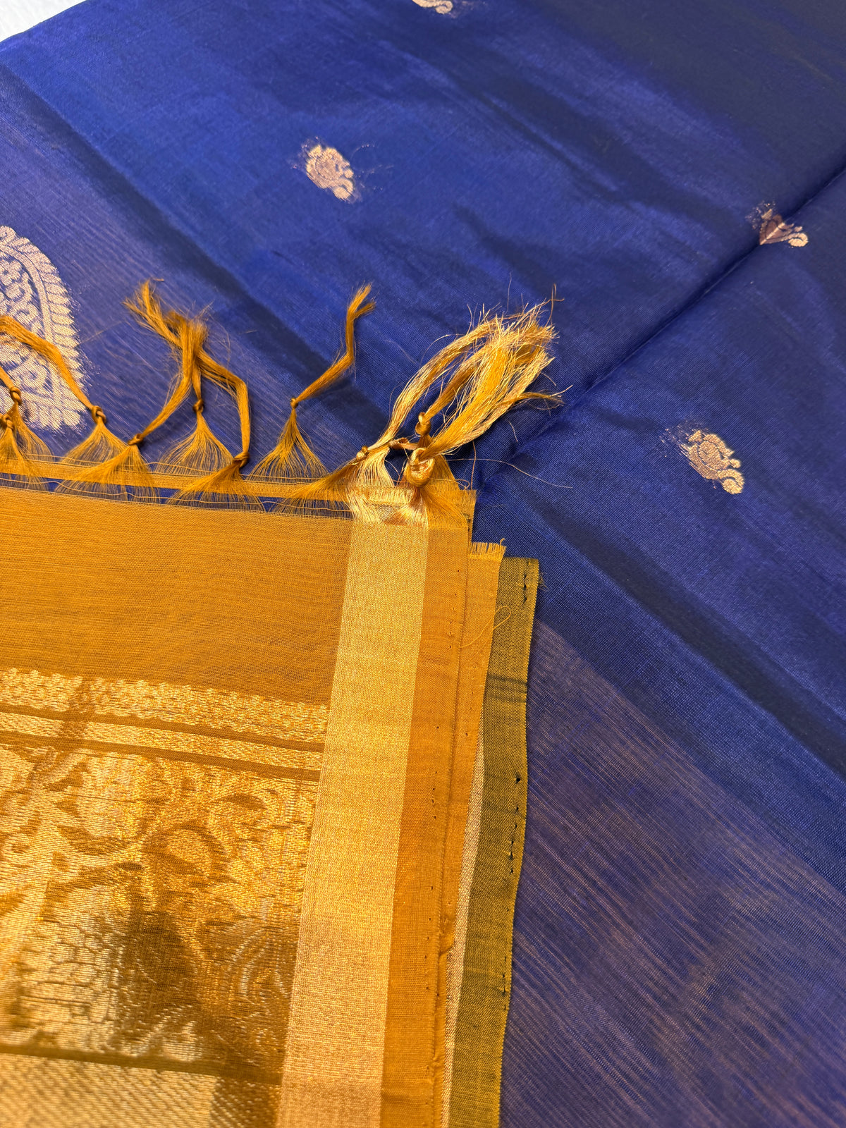 Pure Kanchi Cotton Silk- Navy Blue