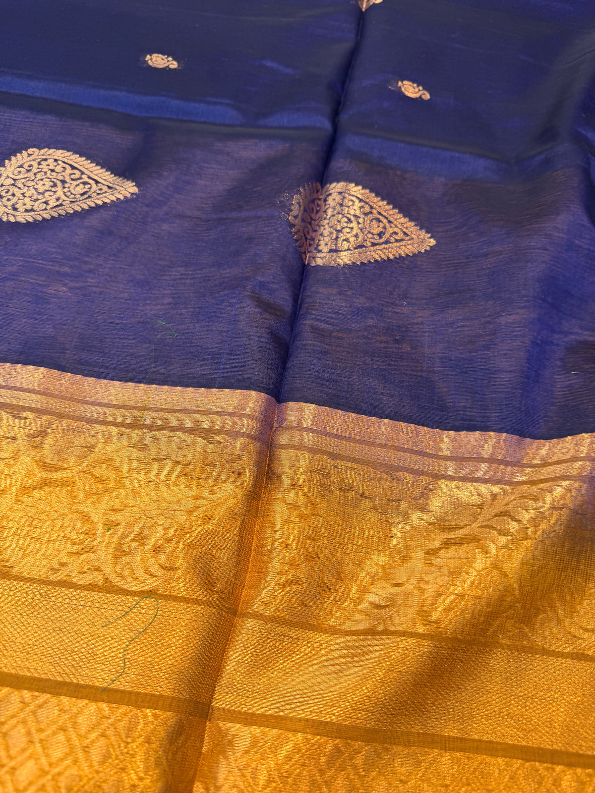 Pure Kanchi Cotton Silk- Navy Blue