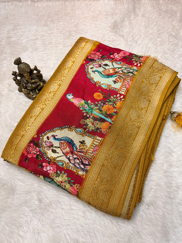 Printed Crepe Silk Mustard