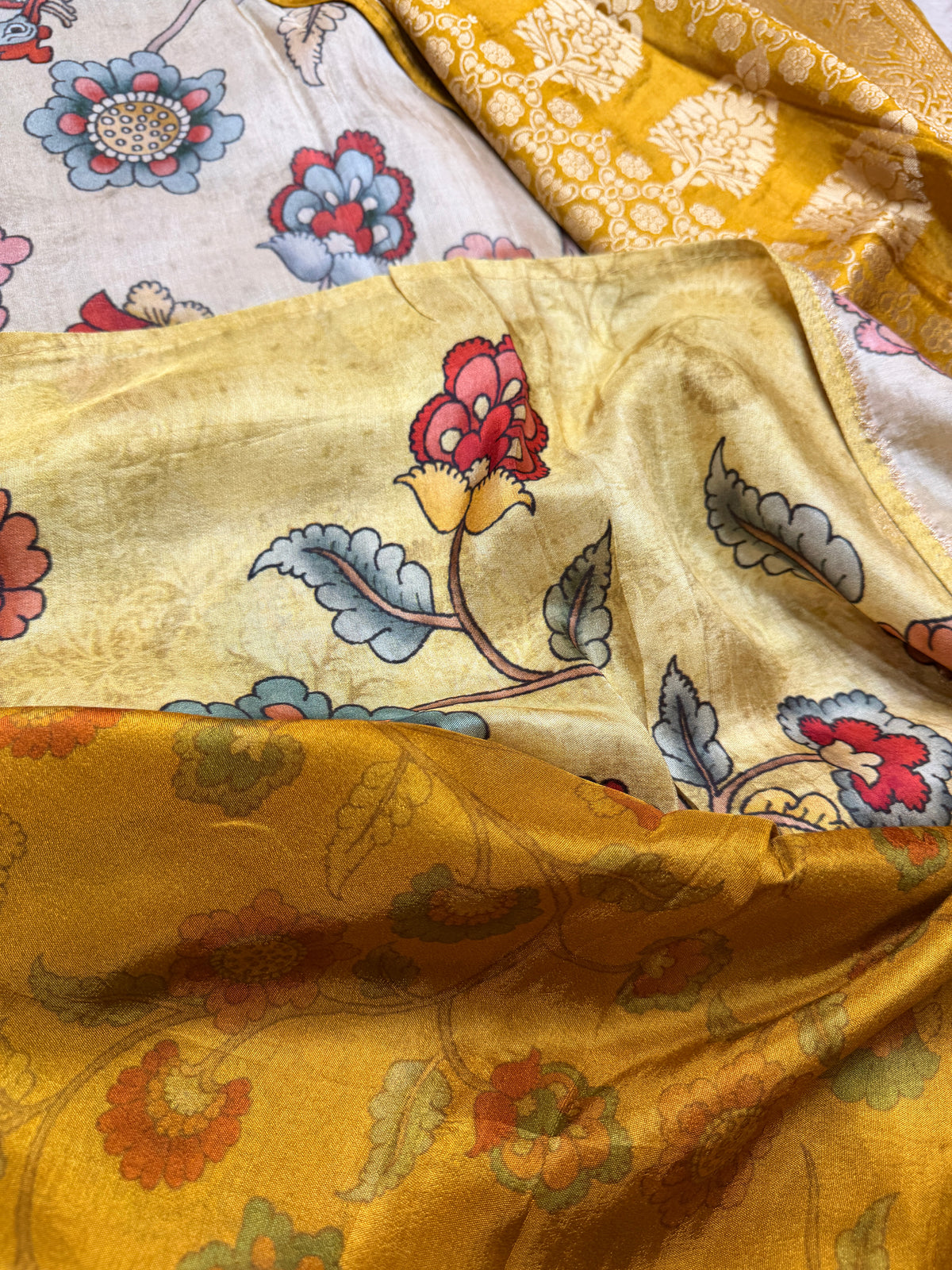 Printed Crepe Silk Mustard