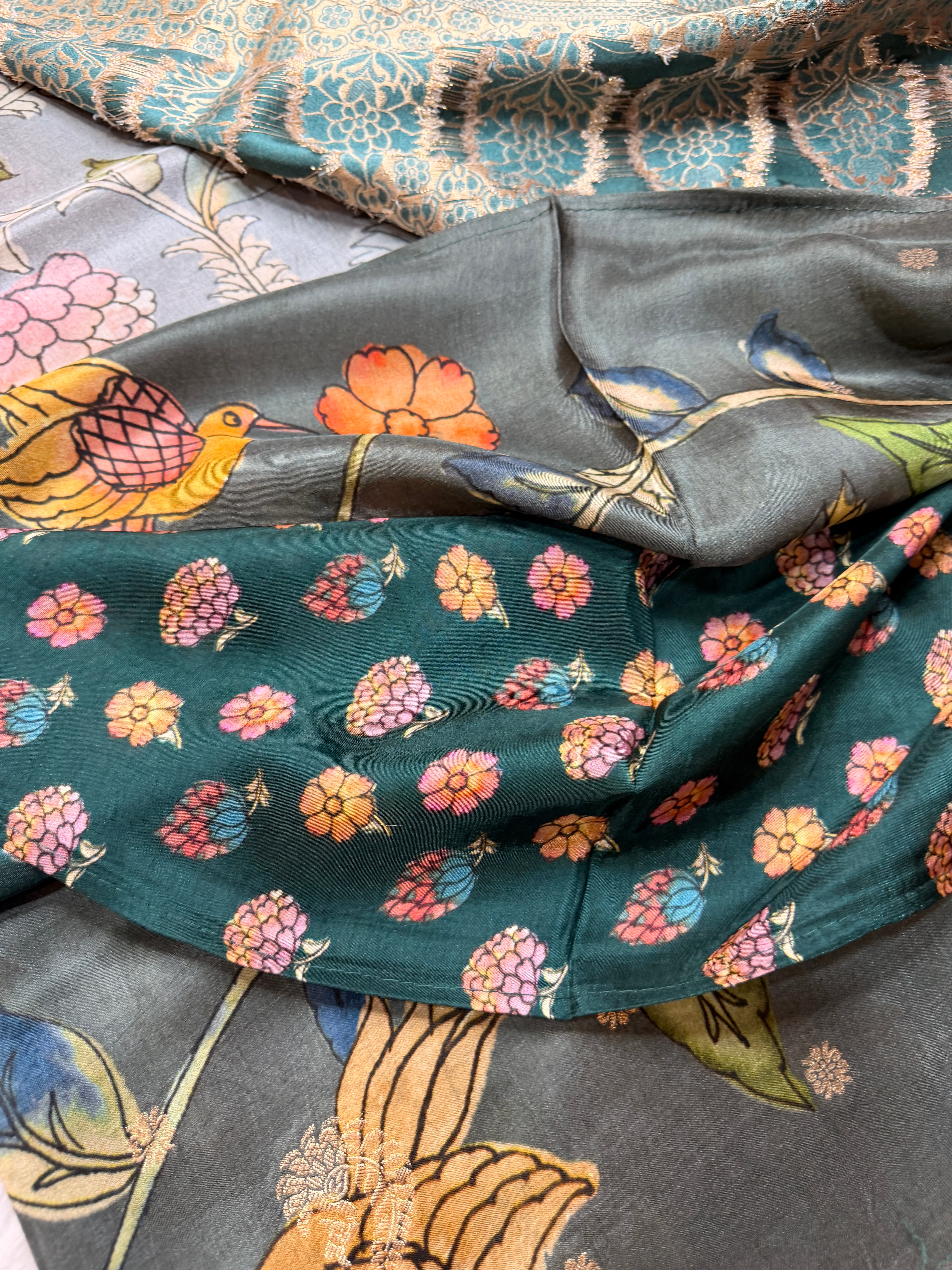 Printed Crepe Silk Grey
