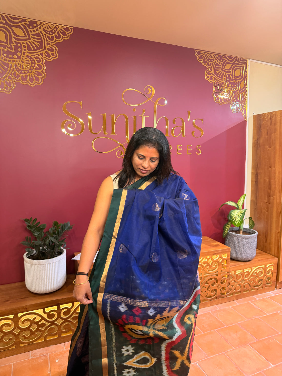 Pure Kanchi Cotton Silk- Blue N Green