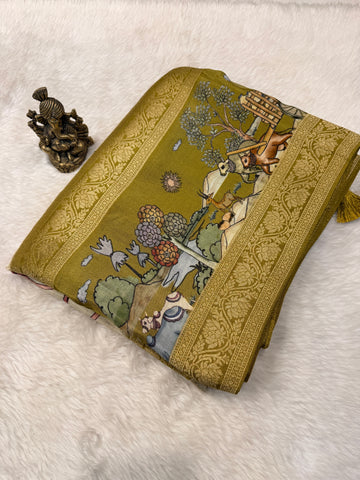 Printed Crepe Silk Cream