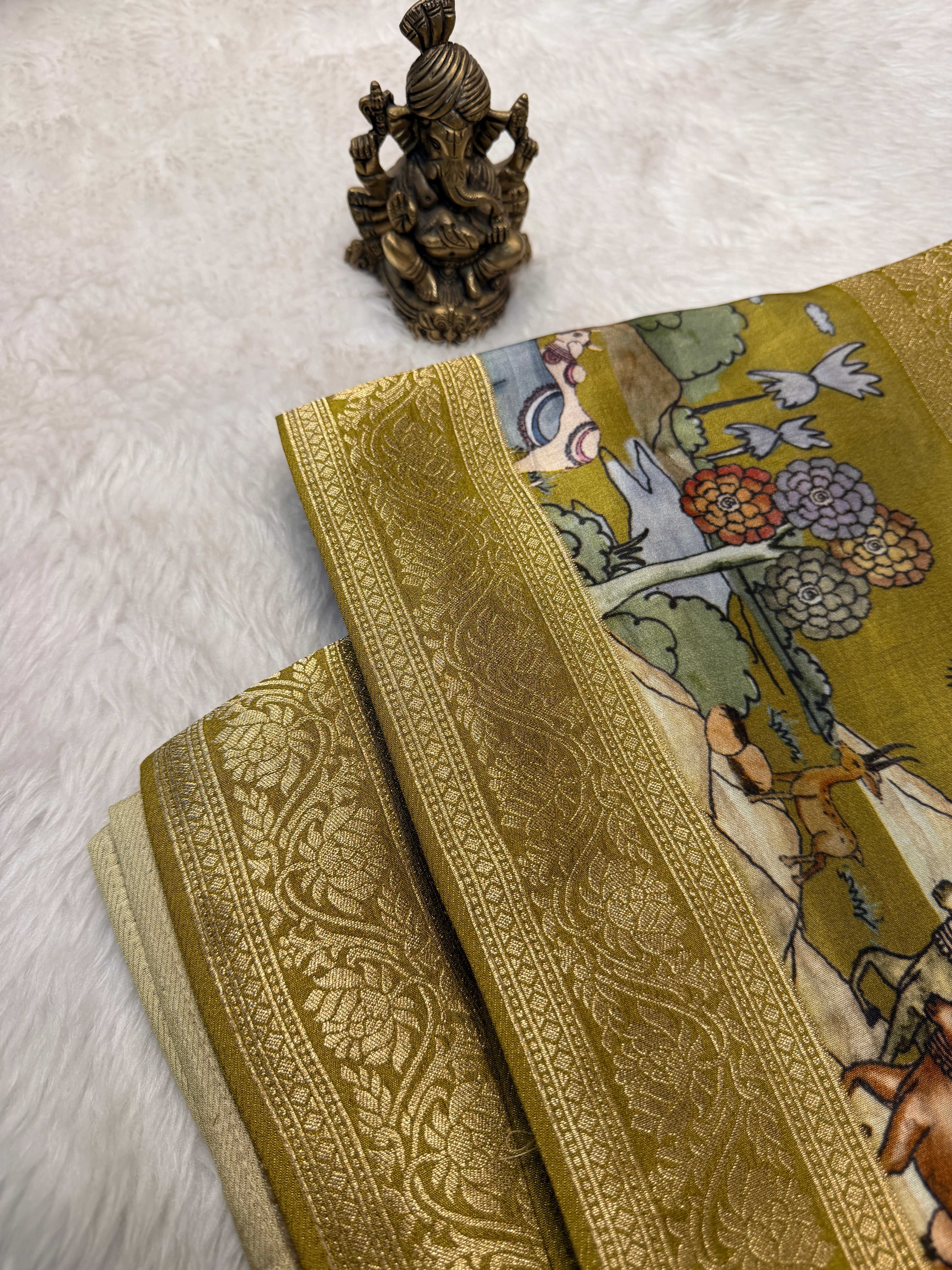 Printed Crepe Silk Cream