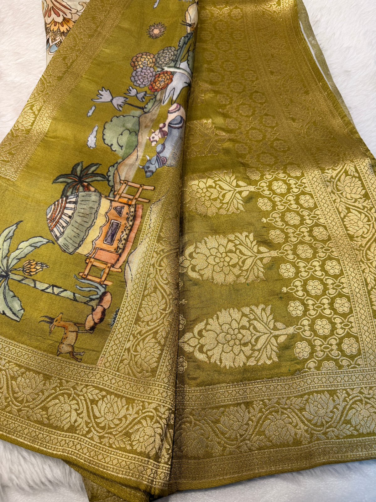 Printed Crepe Silk Cream
